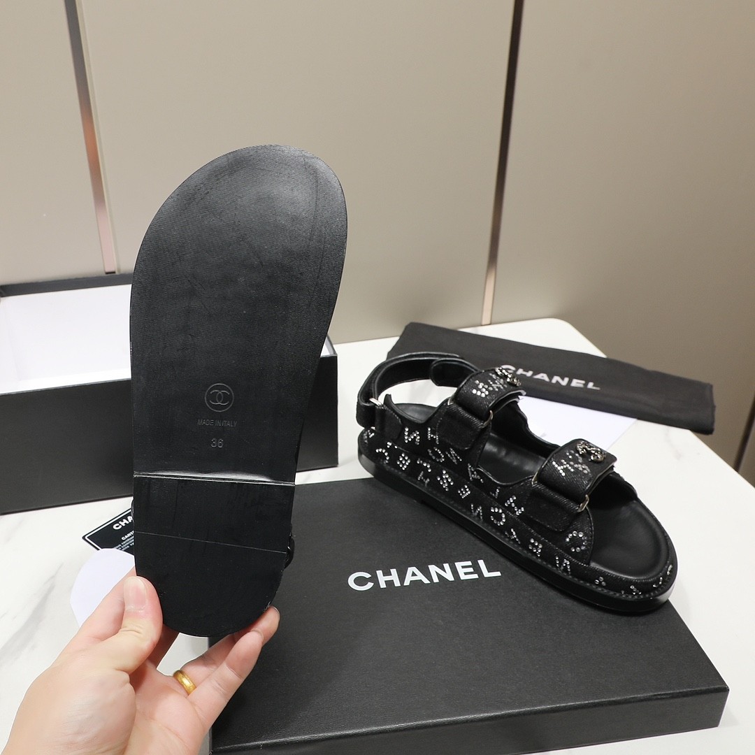 Chanel Dad Sandals Tweed Fabric – 36