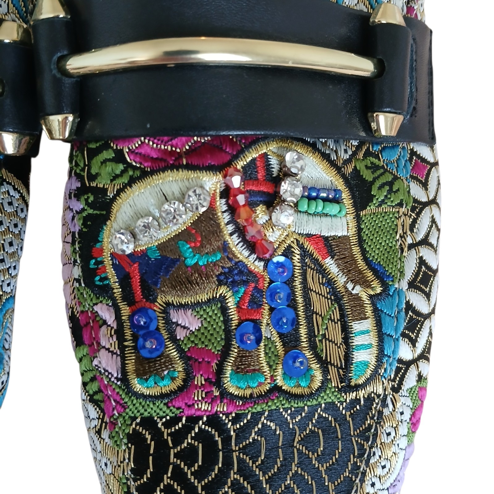 STEVE MADDEN Kera Embroidered Tapestry Beaded Elephant Mules Women’s 8 Whimsical
