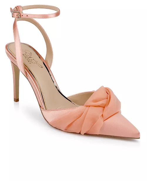 Jewel Badgley Mischka Women’s Federica Pump, Peach Satin, Size 6.5, Brand New