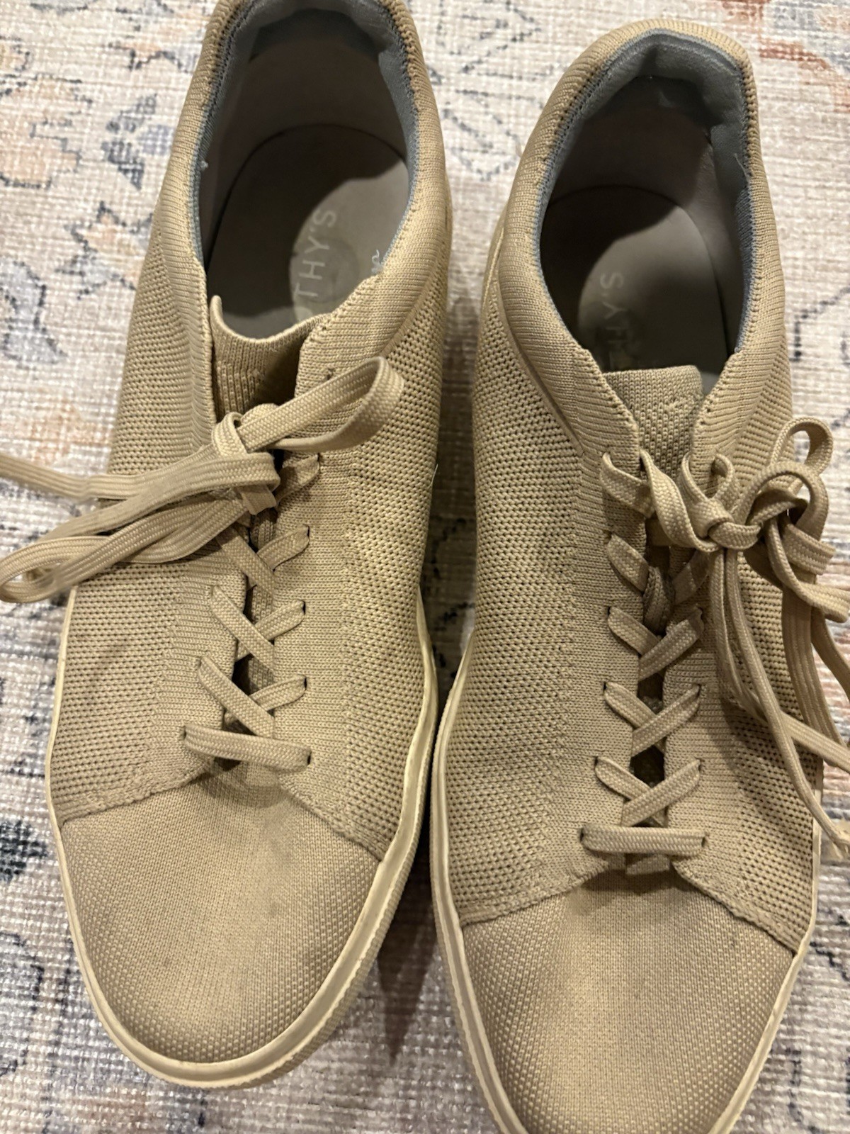 Rothy’s Knit Lace-Up Sneakers Beige/Tan – Good Used Condition – $42.99 size 13
