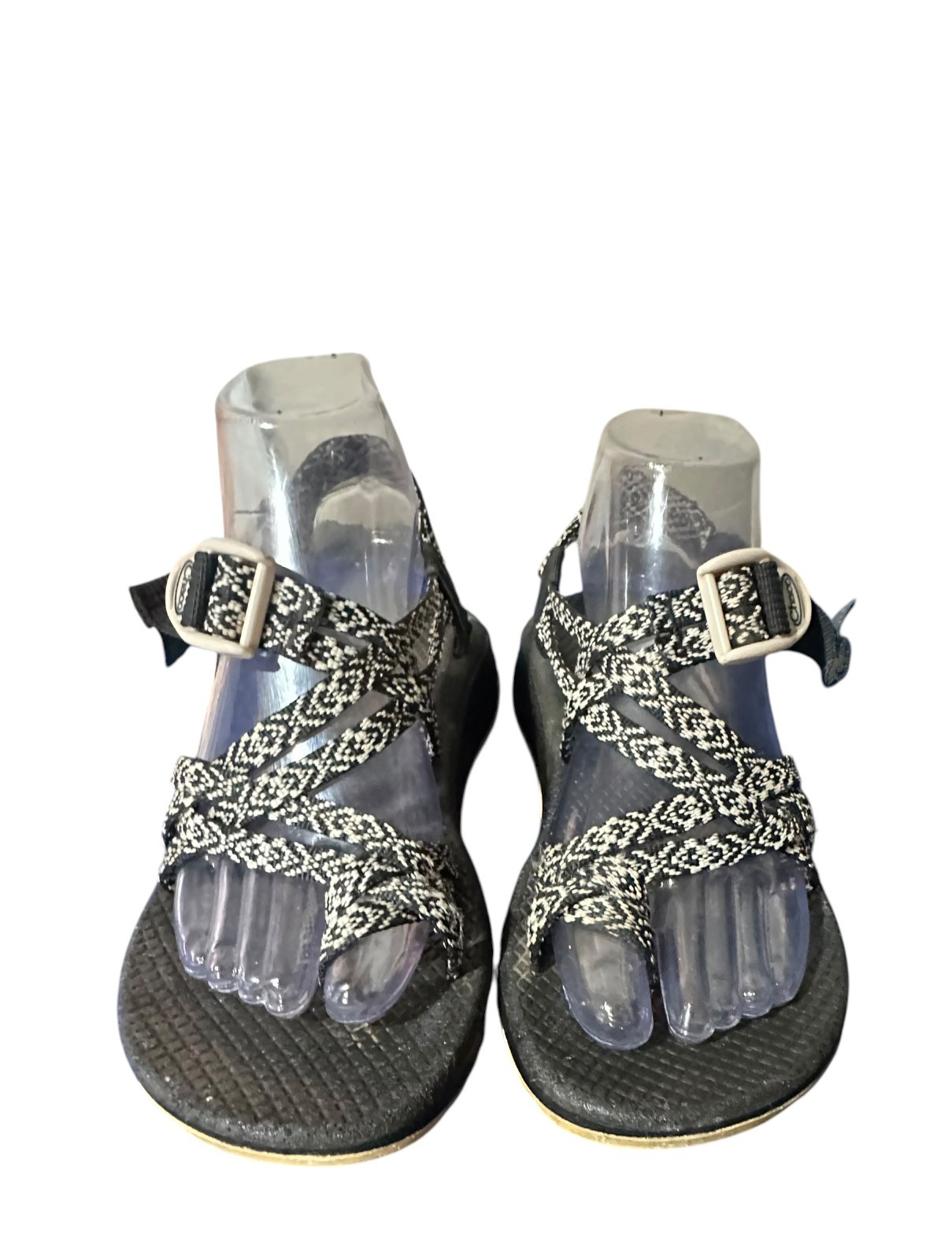 Chaco Z / Cloud X2 Sport Sandal Black White Aztec Adj Strap Toe Loop Womens Sz 7