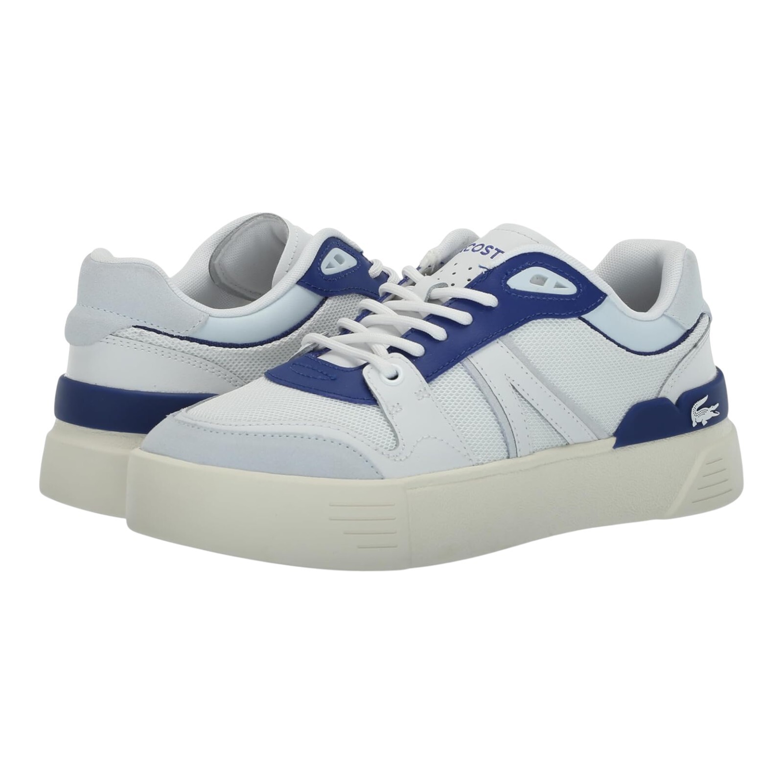 Lacoste Women’s L002 EVO Sneaker, White/Blue, L002-EVO-WHTBLU