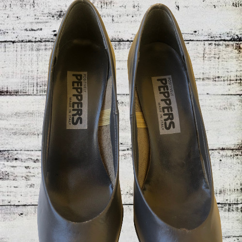Gray Italian Leather Pump by Peppers Vintage 80’s Womens 8.5