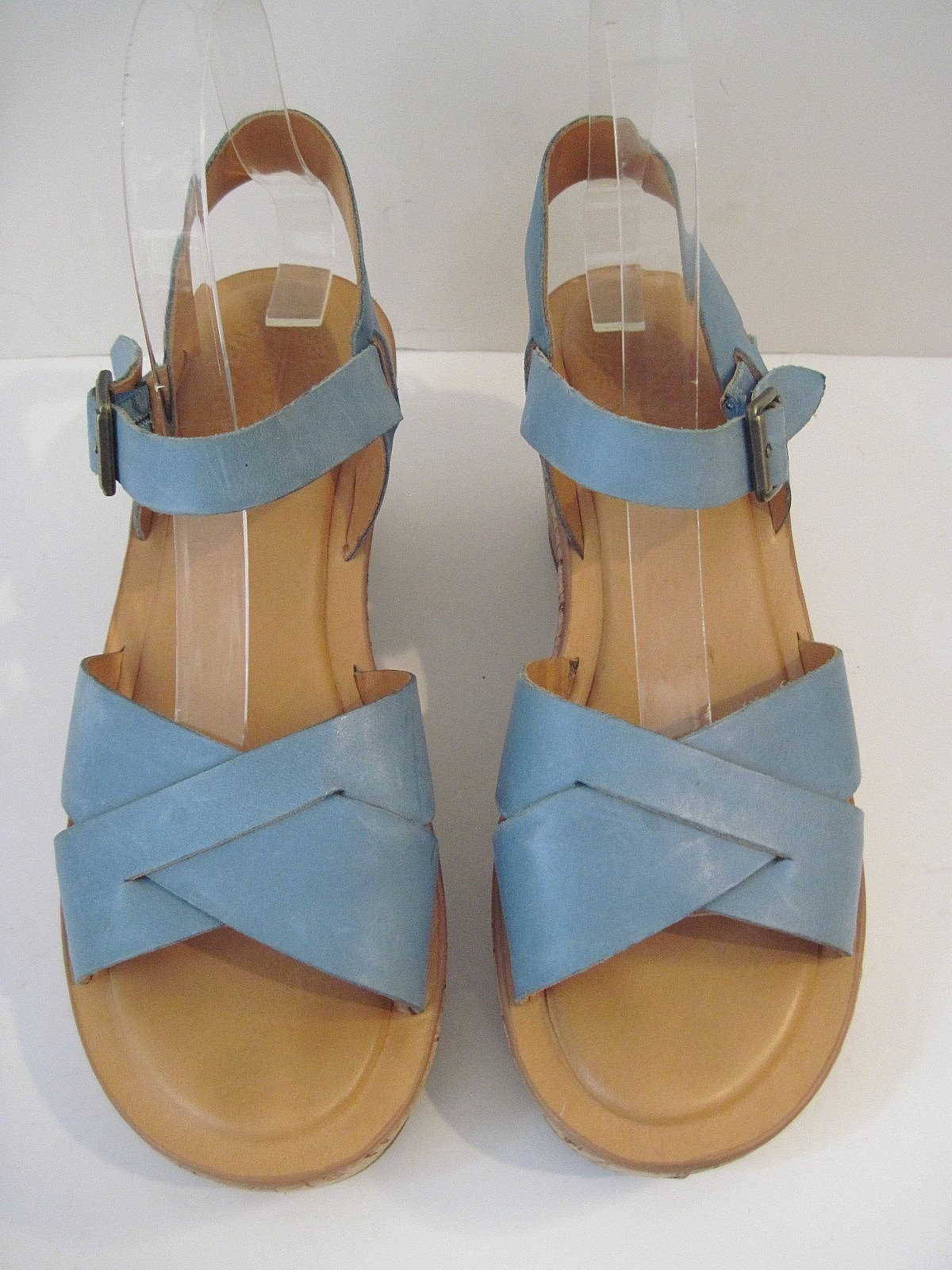 Kork Ease Ava 2.0 Women’s Blue Leather Cork Wedge Platform Sandals Size 8/ 39