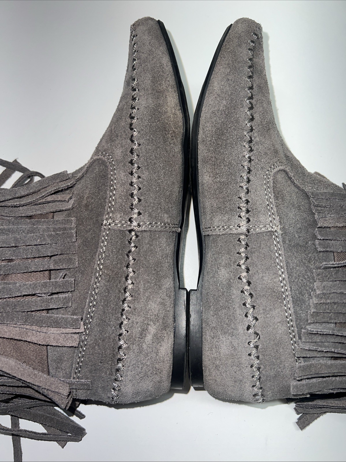 LC Lauren Conrad Thia 3-Tier Fringe Slip On Flat Festival BoHo Moccasin Boot 6 M