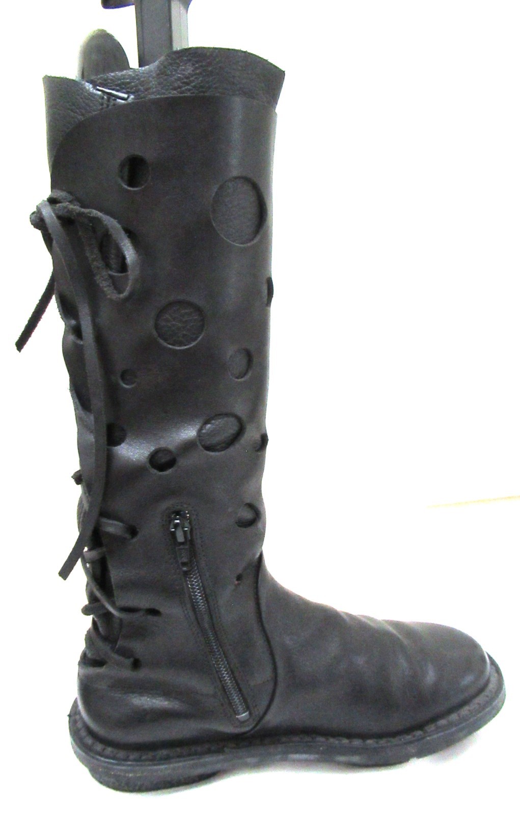 From Germany: TRIPPEN Black Leather Tall Boots w/Round Perforations, 37 (6 1/2)