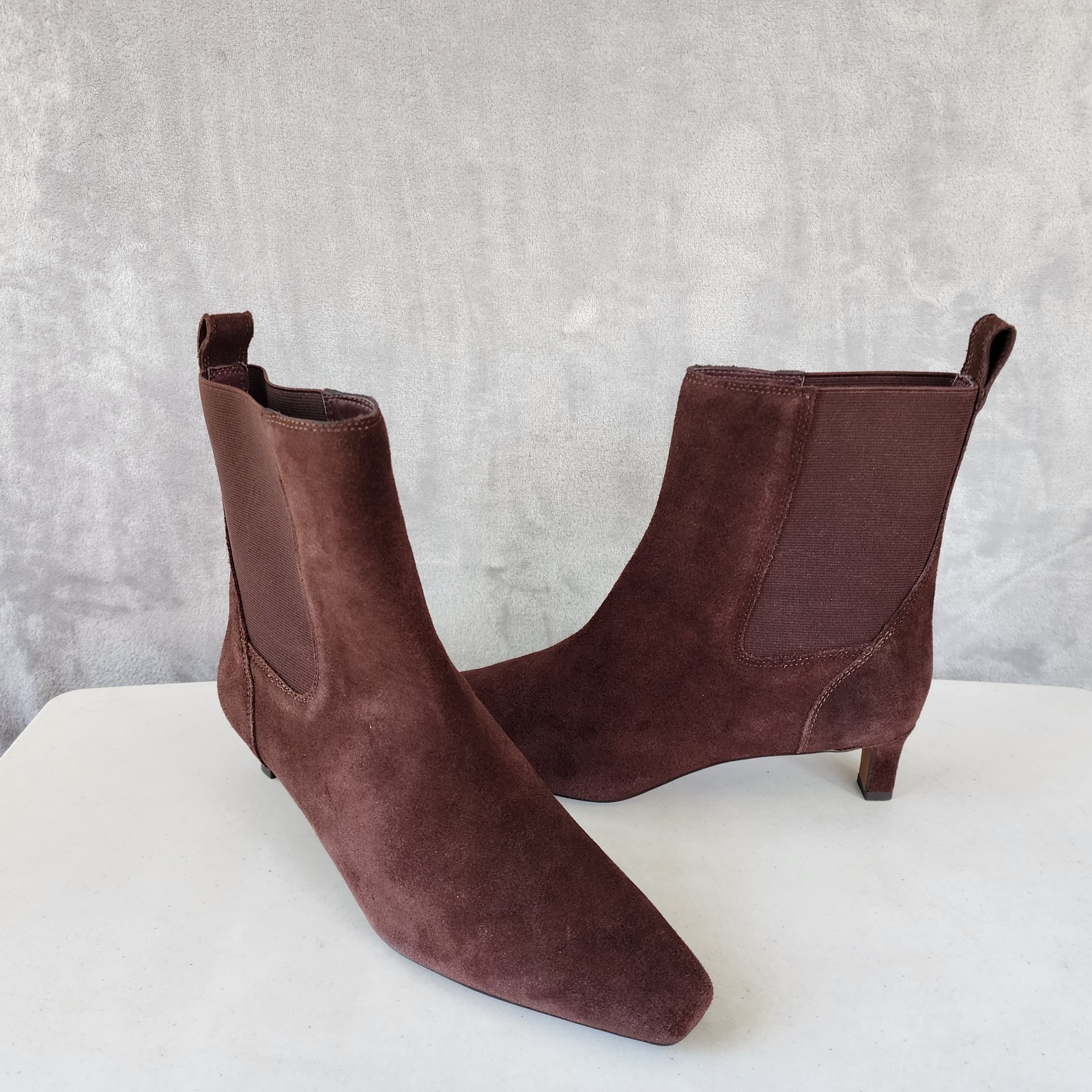 Madewell Boots Womens 10 Dimes Kitten Heel Brown Suede Leather Ankle Chelsea