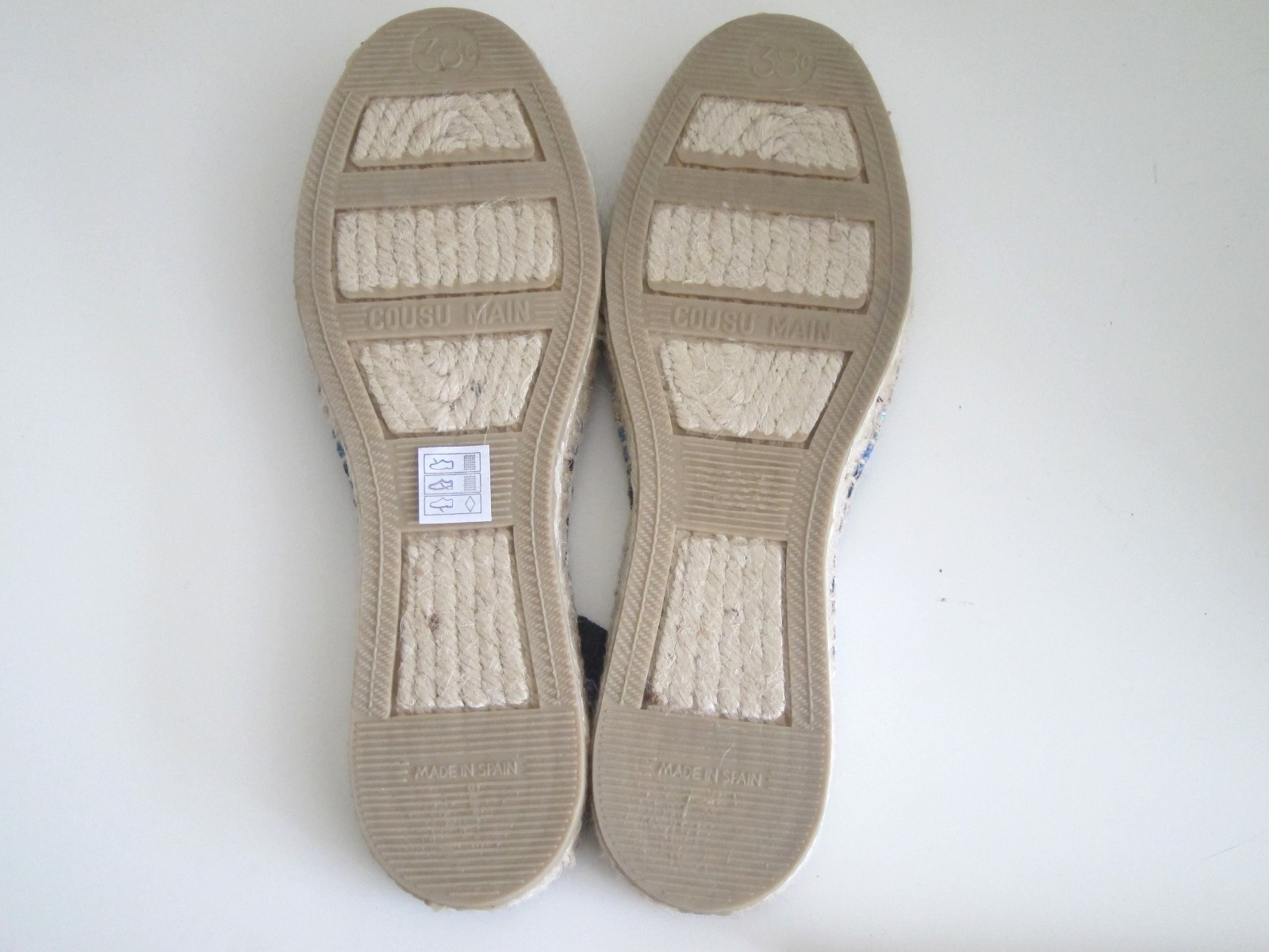 NWT Handmade in Spain Color Stripe Espadrilles Jute Shoes Flats EU 38 US 7 7 1/2