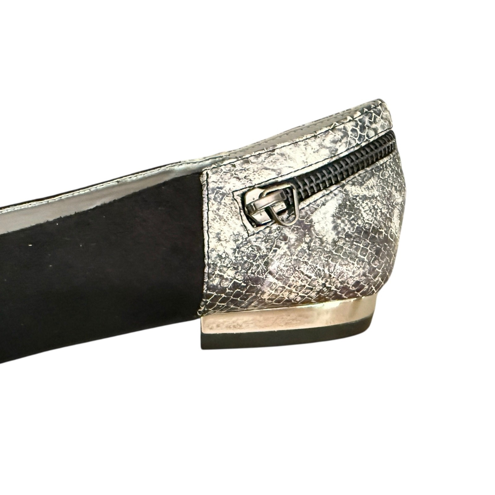 Bellini Navatoo Black Faux Suede Pointed Flats Snake Embossed Heel Zip 10