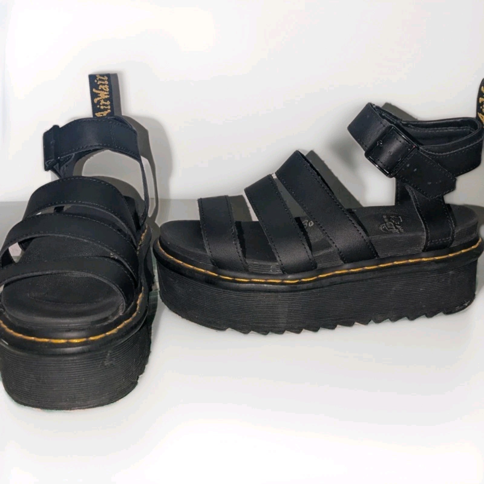 Dr. Martens Womens Docs Blaire Quad Platform Sandals 8 Black Gladiator Strappy