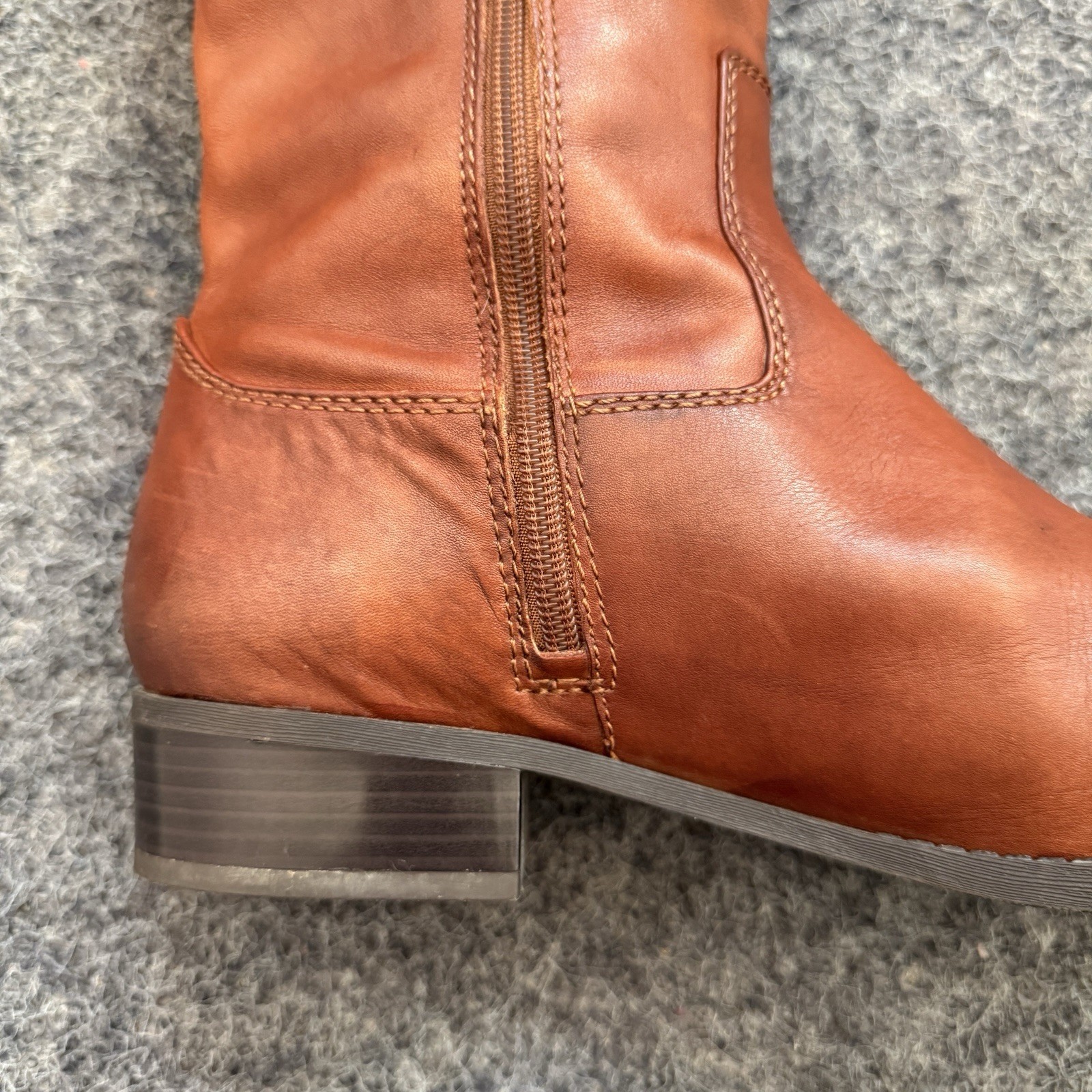 I.N.C. International Concepts Fawne Leather Tall Riding Boots Cognac Brown Sz 11