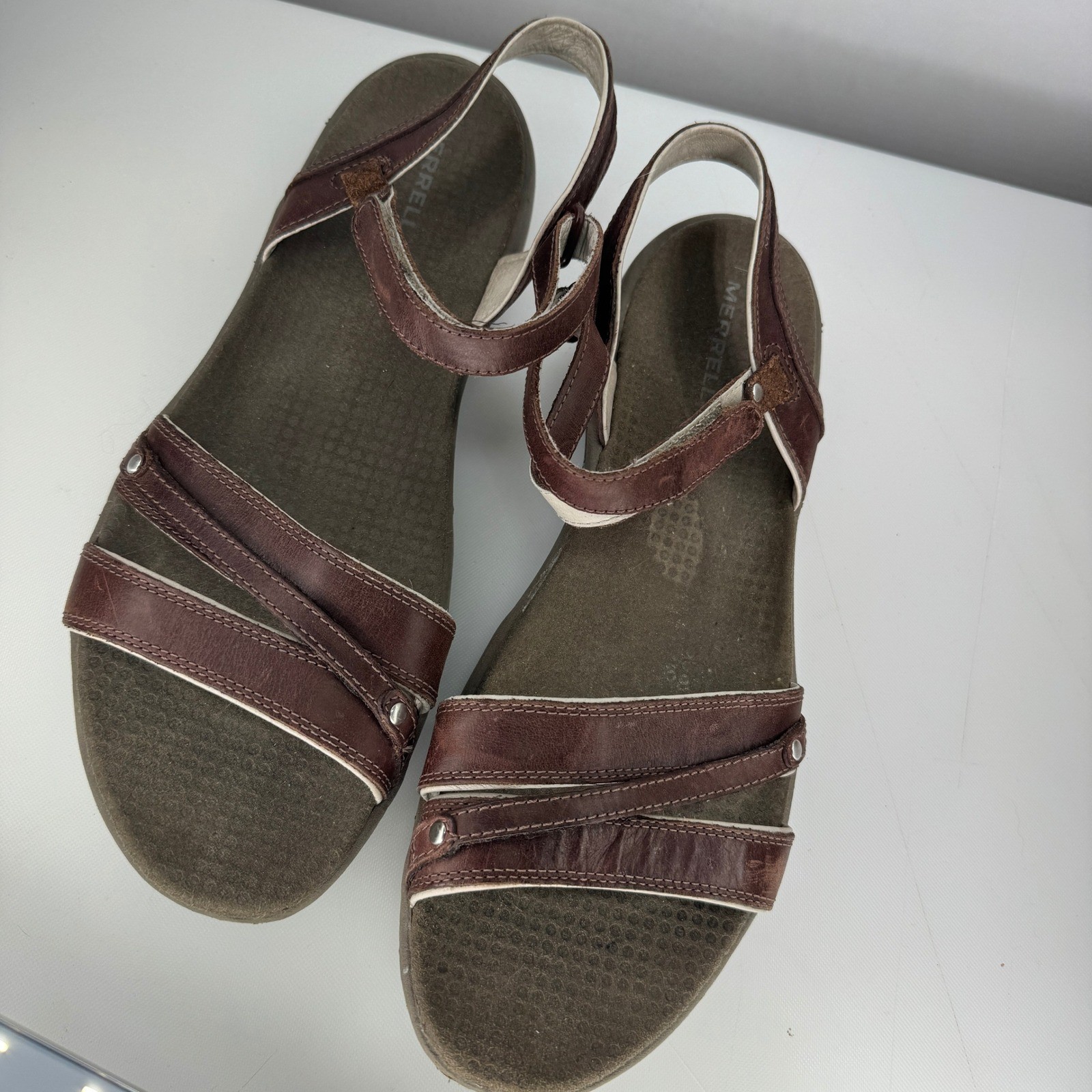 Merrell Dahlia Coffee Bean Sandals Women 11 Brown Leather Strap Comfort Shoes