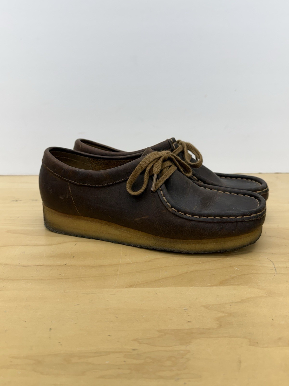 Clarks Wallabee Brown Leather Boots Beeswax Shoes 26103610 Womens Size 7.5 M