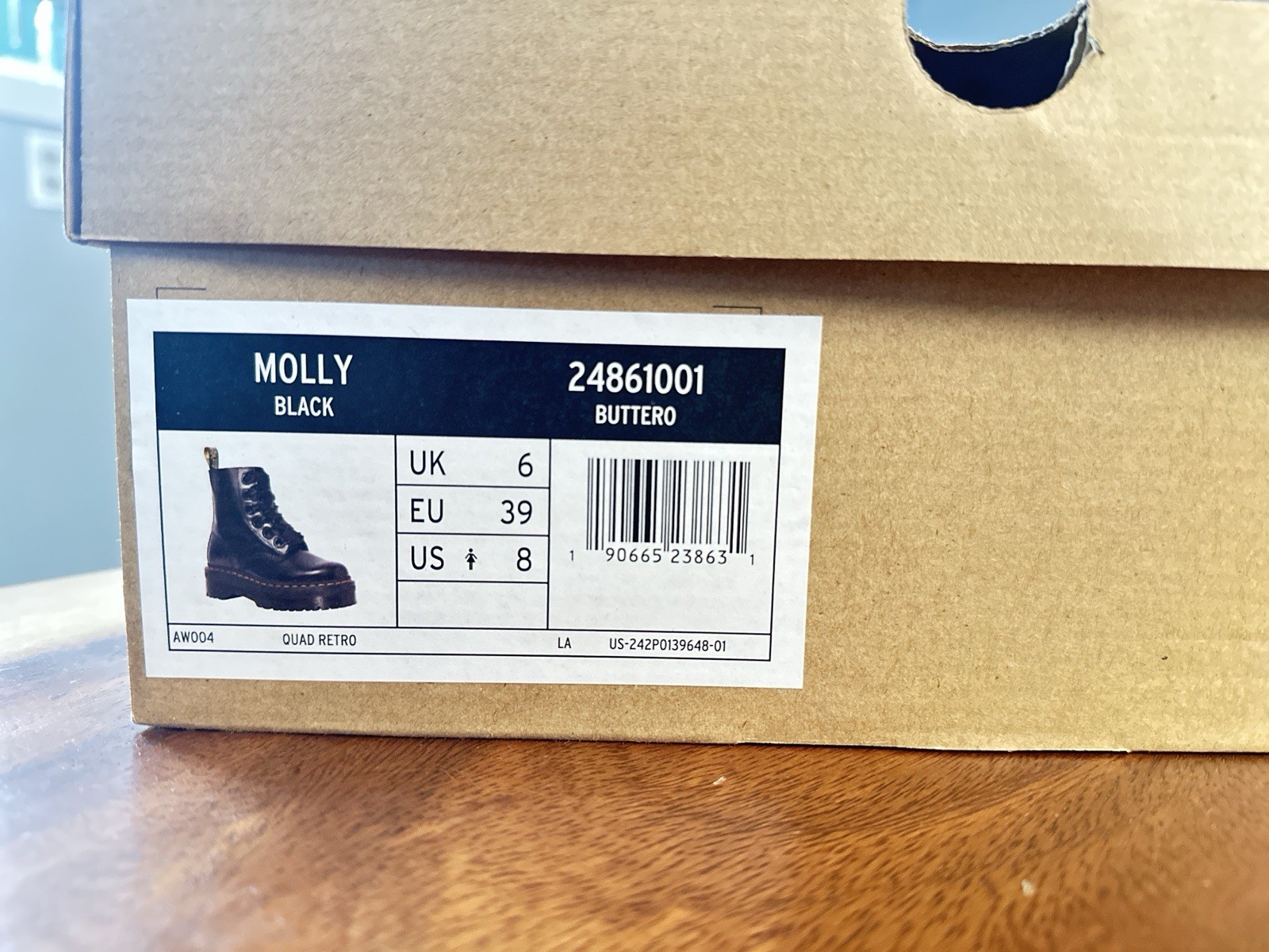 Dr. Martens Molly Black Leather Platform Lace-Up Ankle Combat Boots US 8 EU 39