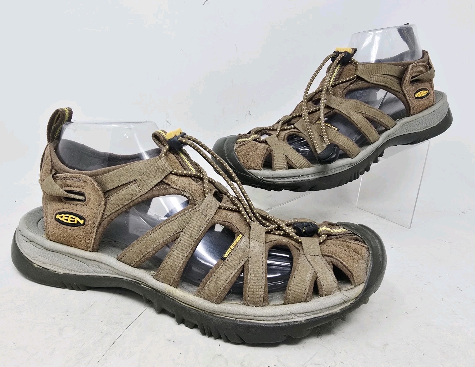 Keen Womens Whisper Brown Yellow Outdoor Sports Waterproof Sandals Size 10