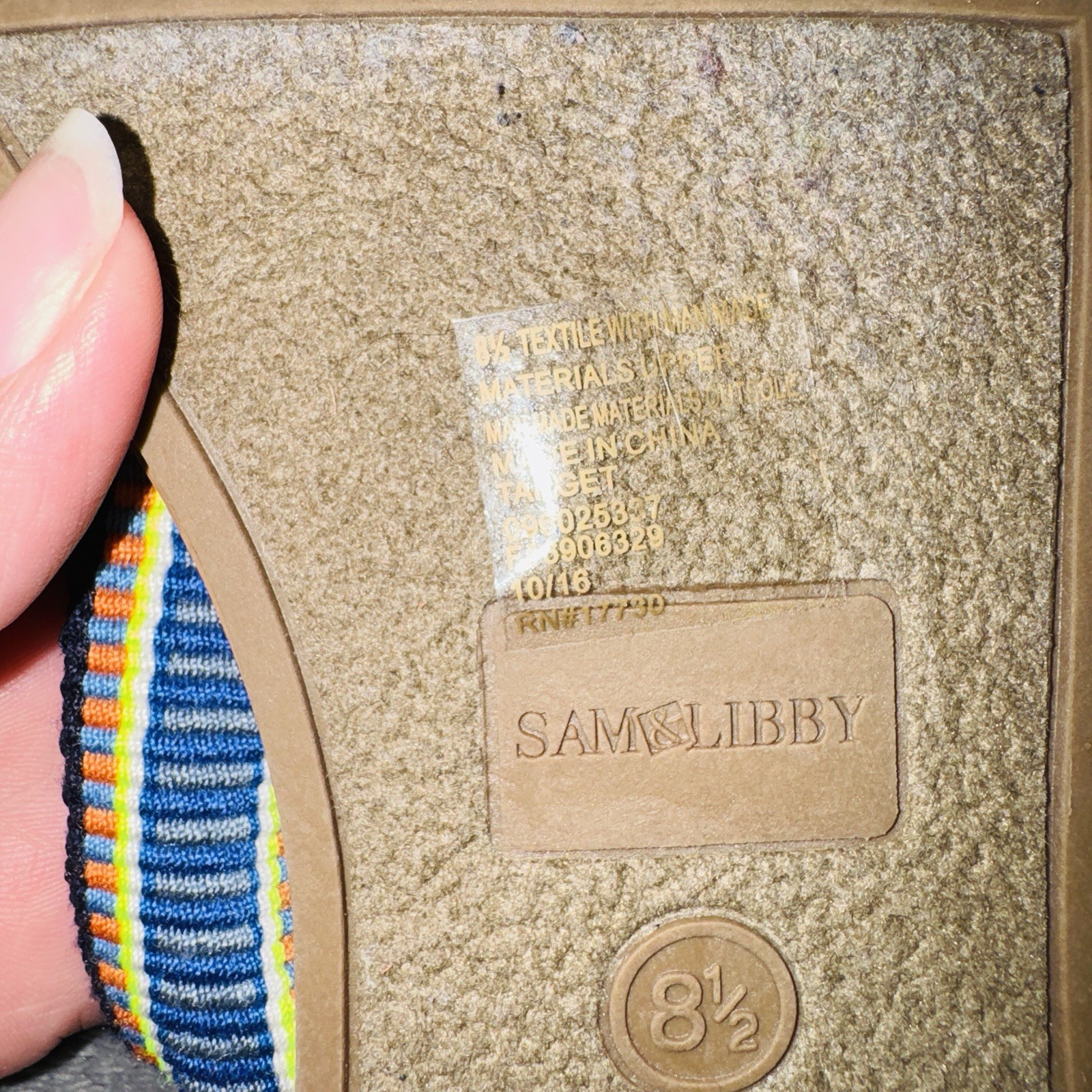 Sam & Libby Women’s Striped Ankle Wrap Tie Tassel Thong Sandals US 8.5