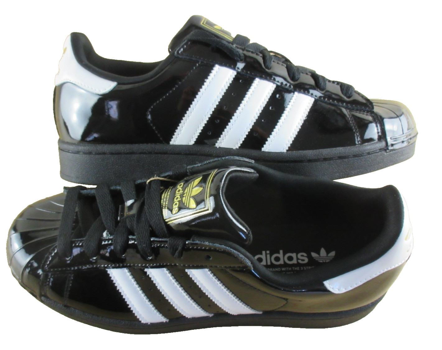 Adidas Women’s Superstar II Sneakers Core Black White Gold Size 7.5 NIB JS4009