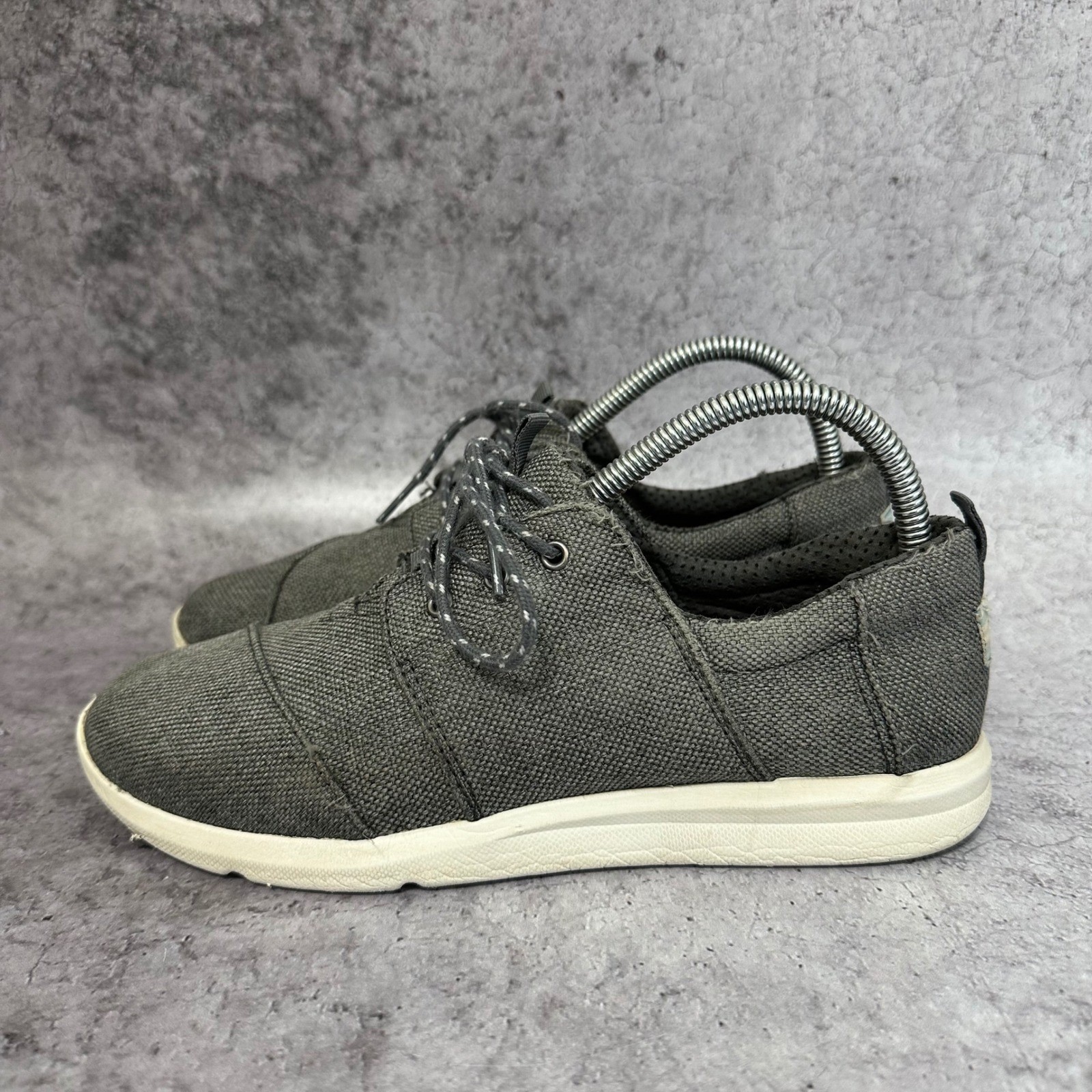 TOMS Del Rey Sneakers Women 8.5 Gray Coated Linen Low Top Athletic Shoes