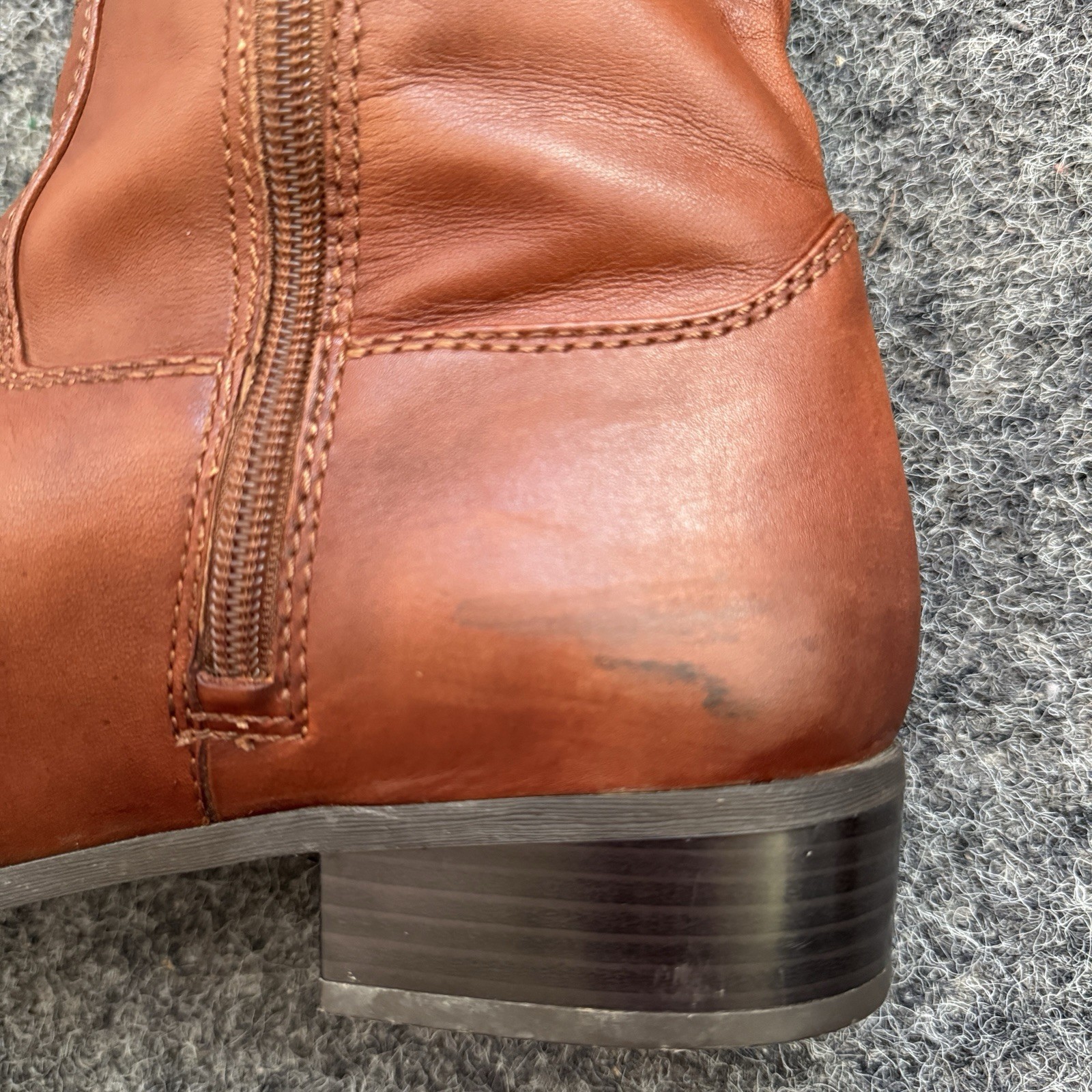 I.N.C. International Concepts Fawne Leather Tall Riding Boots Cognac Brown Sz 11