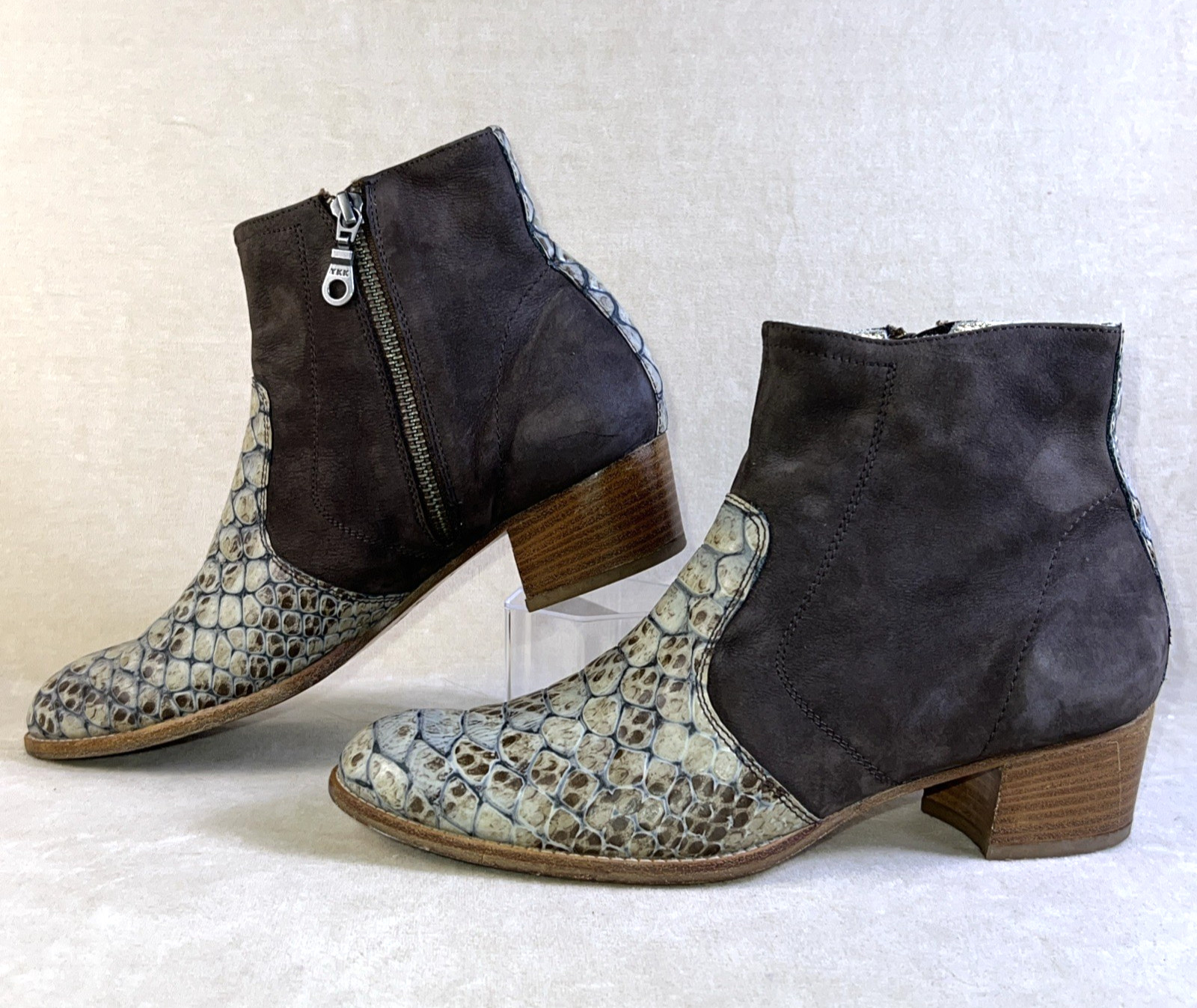 Modern Vice Made in NYC Jett Last Booties Womens 38.5 Leather Snakeskin Preloved