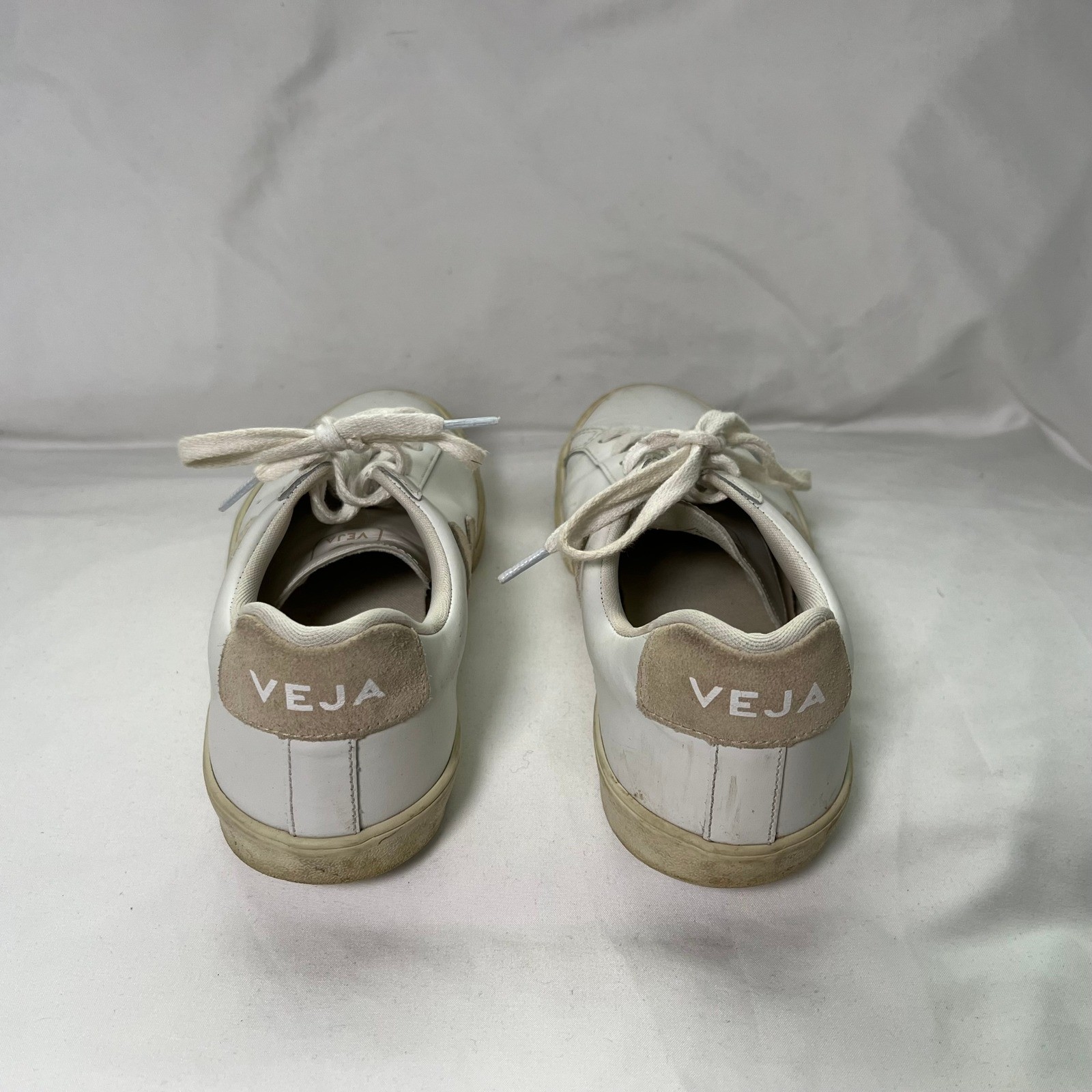 Veja Esplar Leather Low Top Sneakers White Pierre Suede Logo Womens 7 38