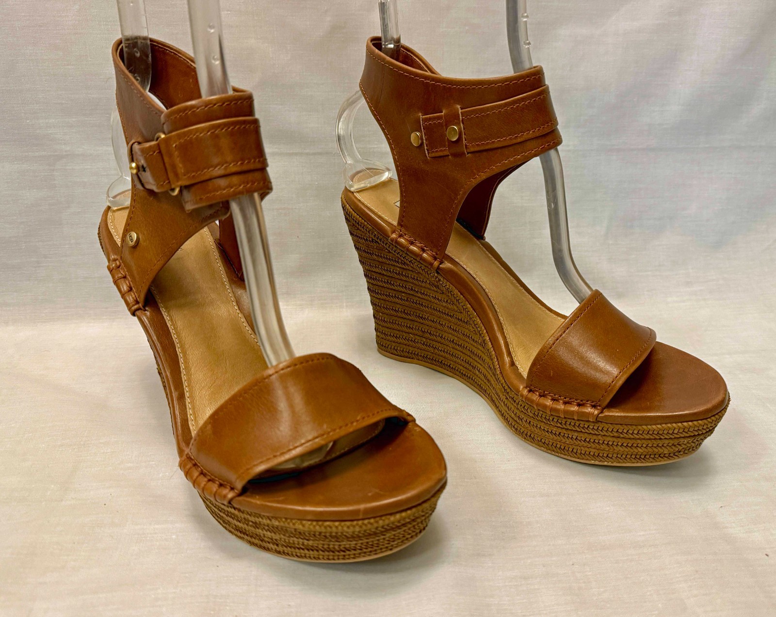 UGG Platform Leather Sandals Brown – Woven Wedge Ankle Strap Sandals