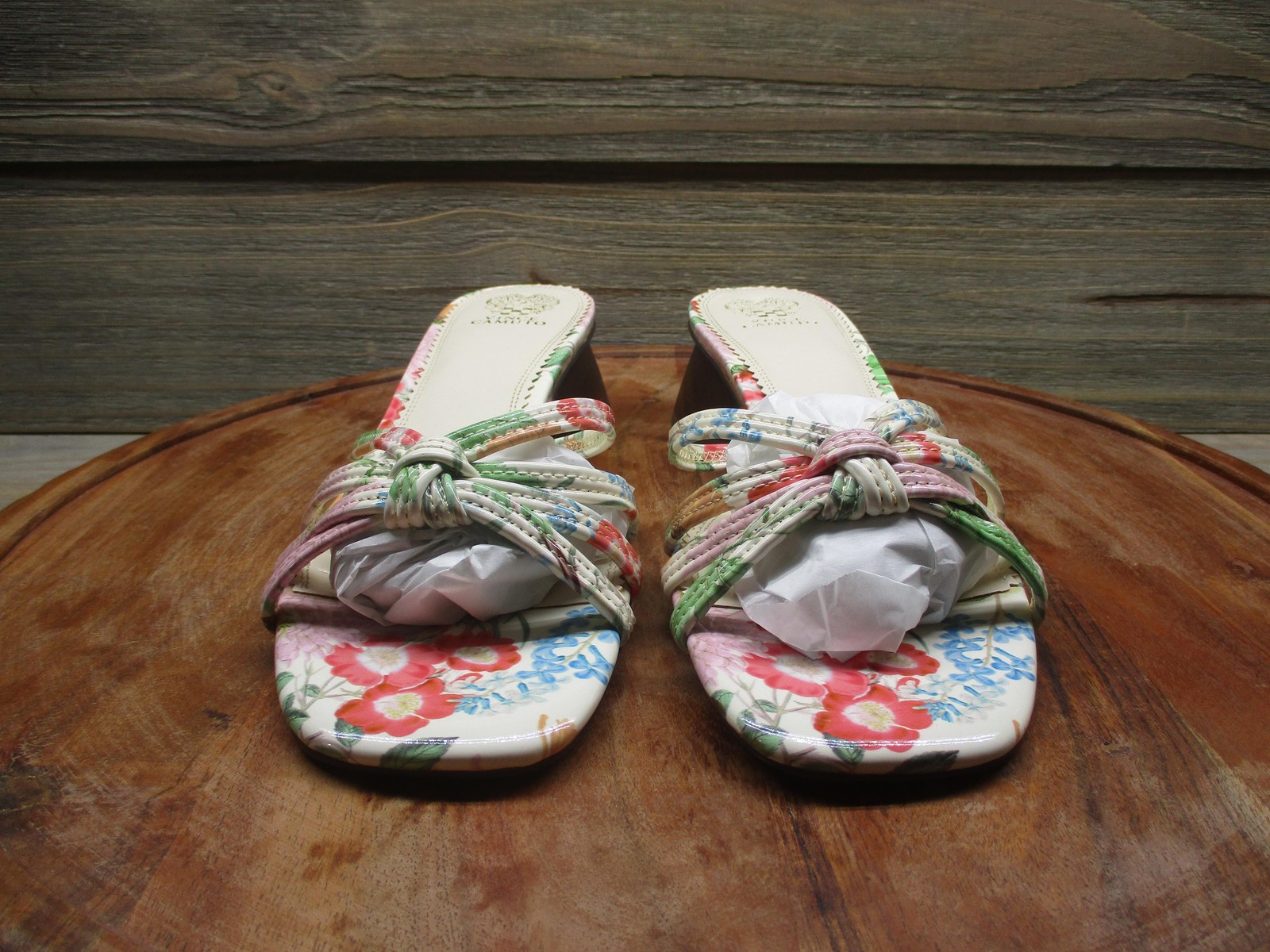 Vince Camuto Sandals Womens Size 11 Multicolor Floral Slide Cone Heel Shoes