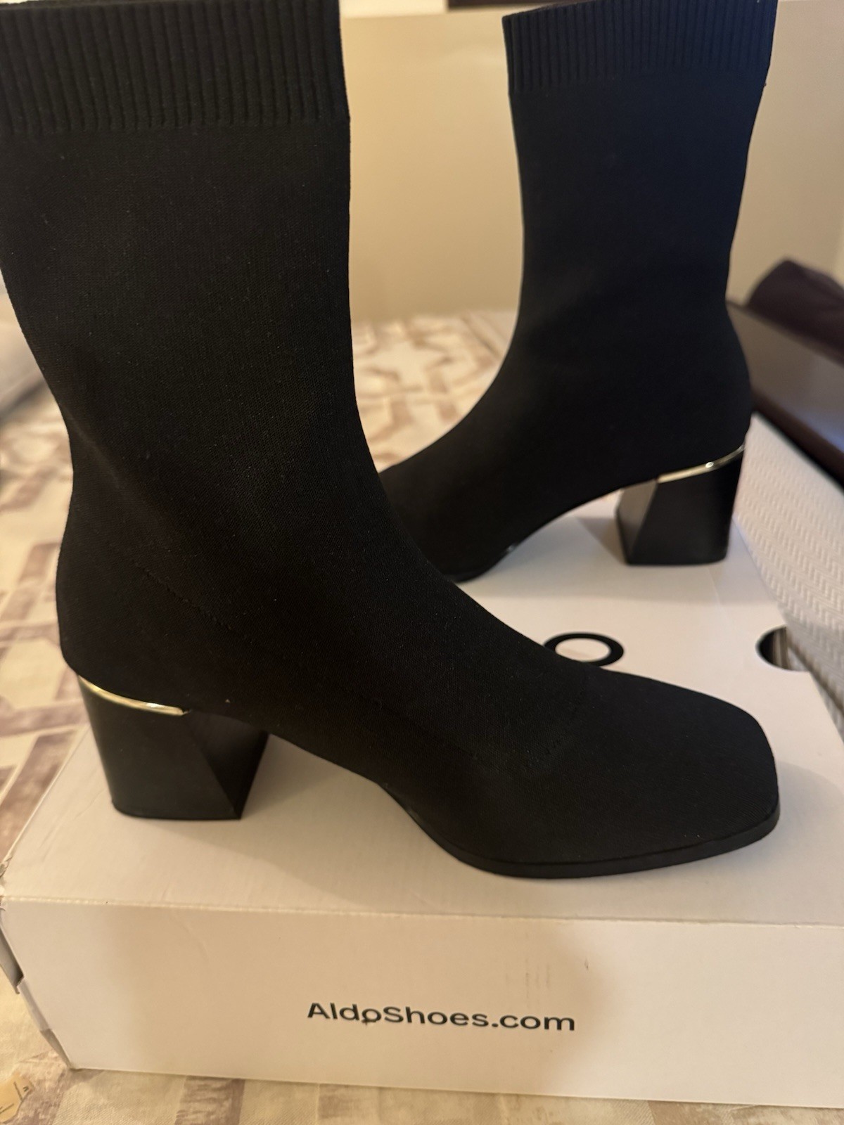 ALDO Larrgodia Black Sock Mid-Calf Pull-On Stretch Knit Boots US 8 EU 38.5