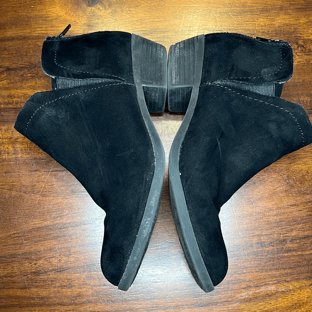 Carlos Bates 2 Black Faux Suede Almond Toe Ankle Boots US 6.5