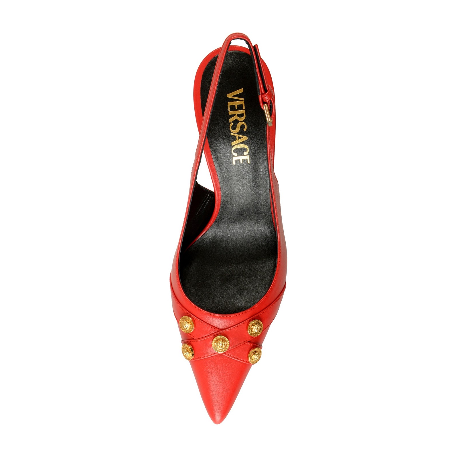 Versace Women’s Red 100% Leather Heeled Slingback Pumps Shoes US 6 IT 36
