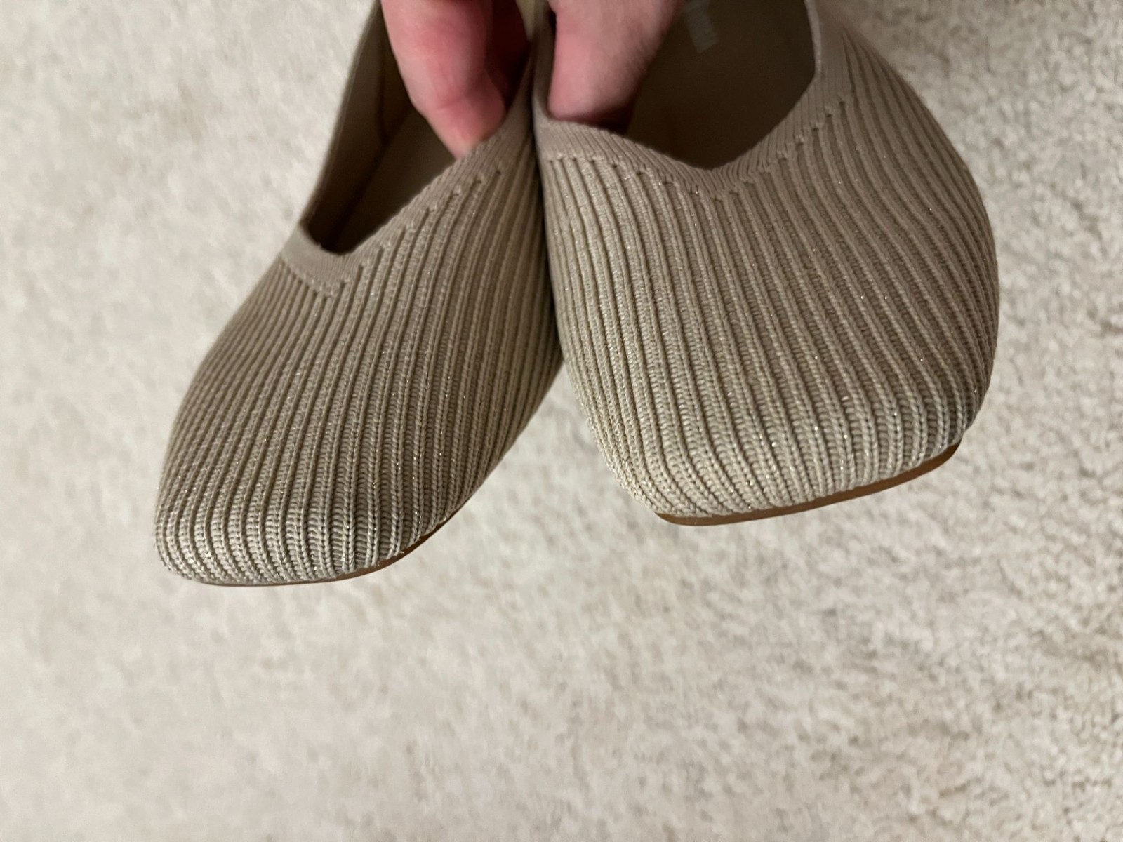 VIVAIA Almond Margot 2.0 Square Toe Ballet Flats & MOP Clips 38.5, US 7.5 EUC