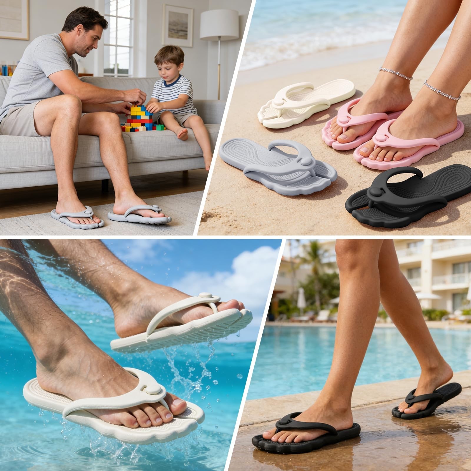 ZOORON Flip Flops for Women Men Travel Slippers Shower Shoes Foldable Bathroo…