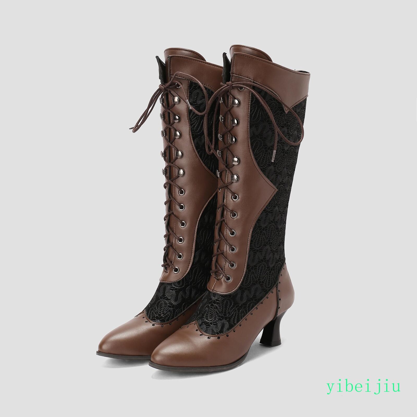 Mid Calf Boots Kitten Heel Casual Women’s Flower Knee High Shoes Plus Size Ladys