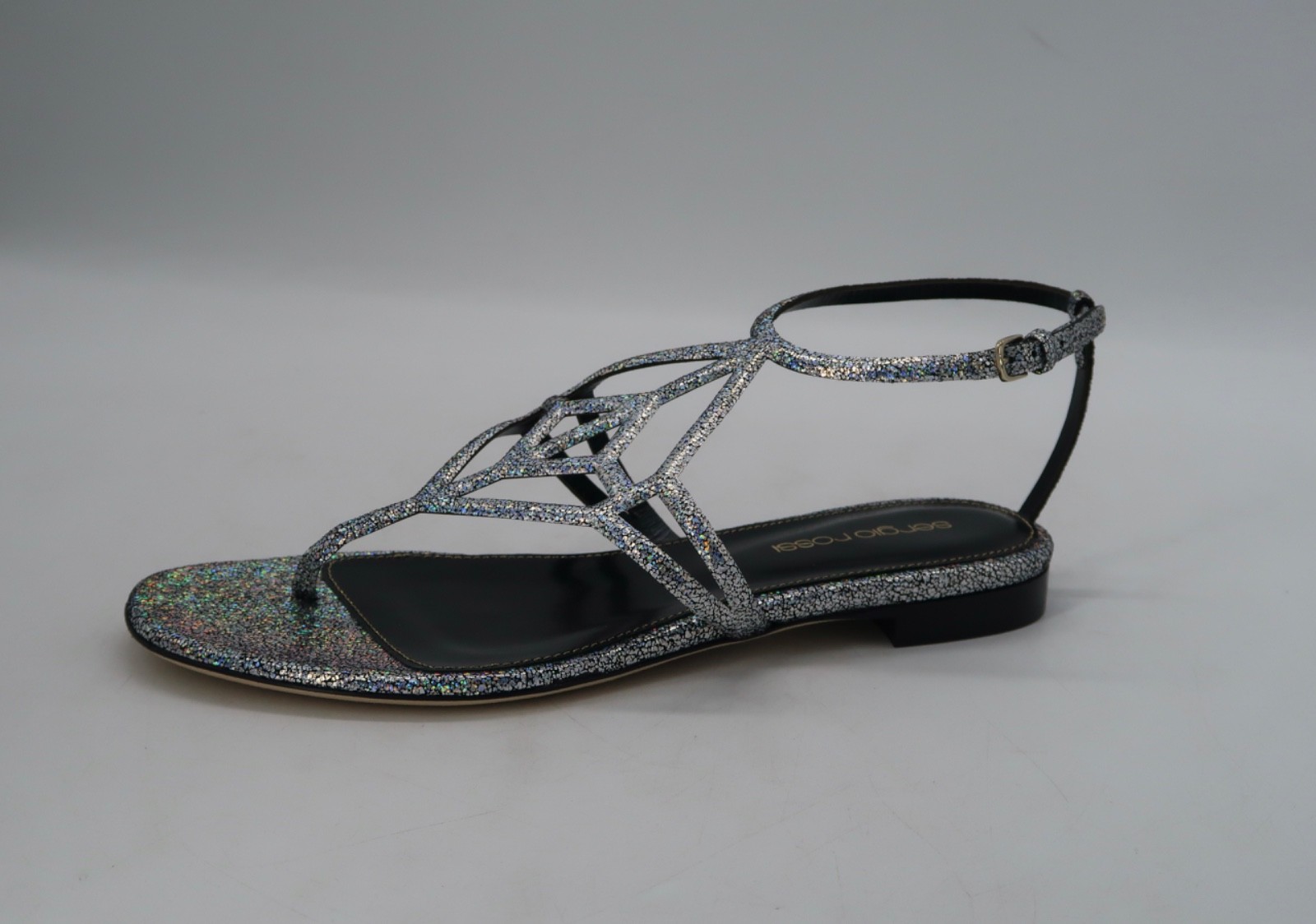 $650 SERGIO ROSSI Scarpe Donna Glitter Flat Women’s Sandal US 6 IT 36 Italy NEW