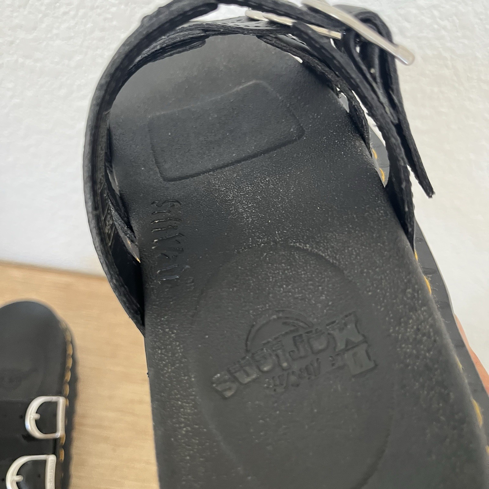 Dr. Martens Blaire Slide Sandals Black Leather Platform Buckle US 7 UK 5 Docs 38