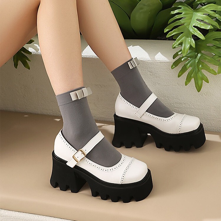 Women’s High Heel Platform Mary Jane Wide Shoes Dress Fashion Creeper Thick Sole