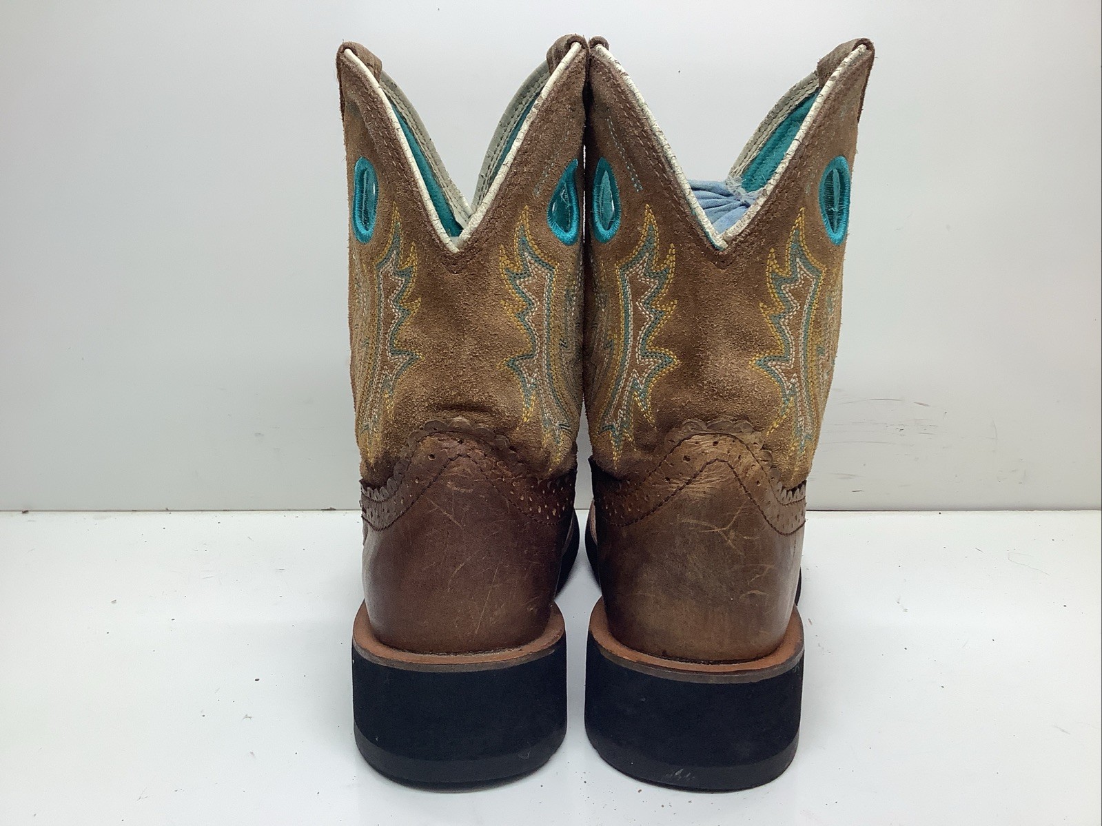 WOMENS ARIAT ATS COBWOY BUCKAROO BROWN BOOTS SIZE 7.5 B