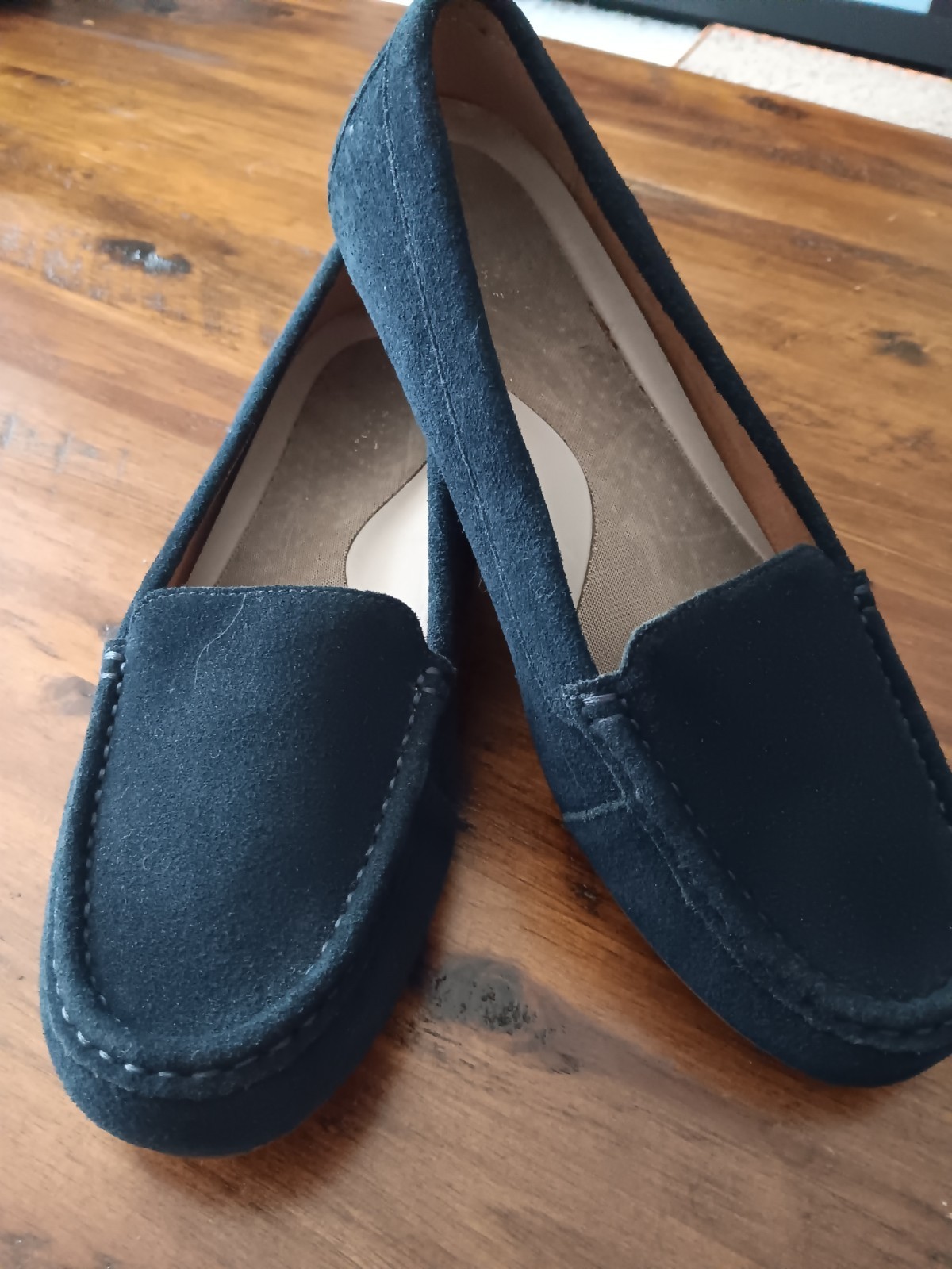 Vionic Debbie Navy Blue Suede Loafers Size 10 Pre-owned Excellent Condition