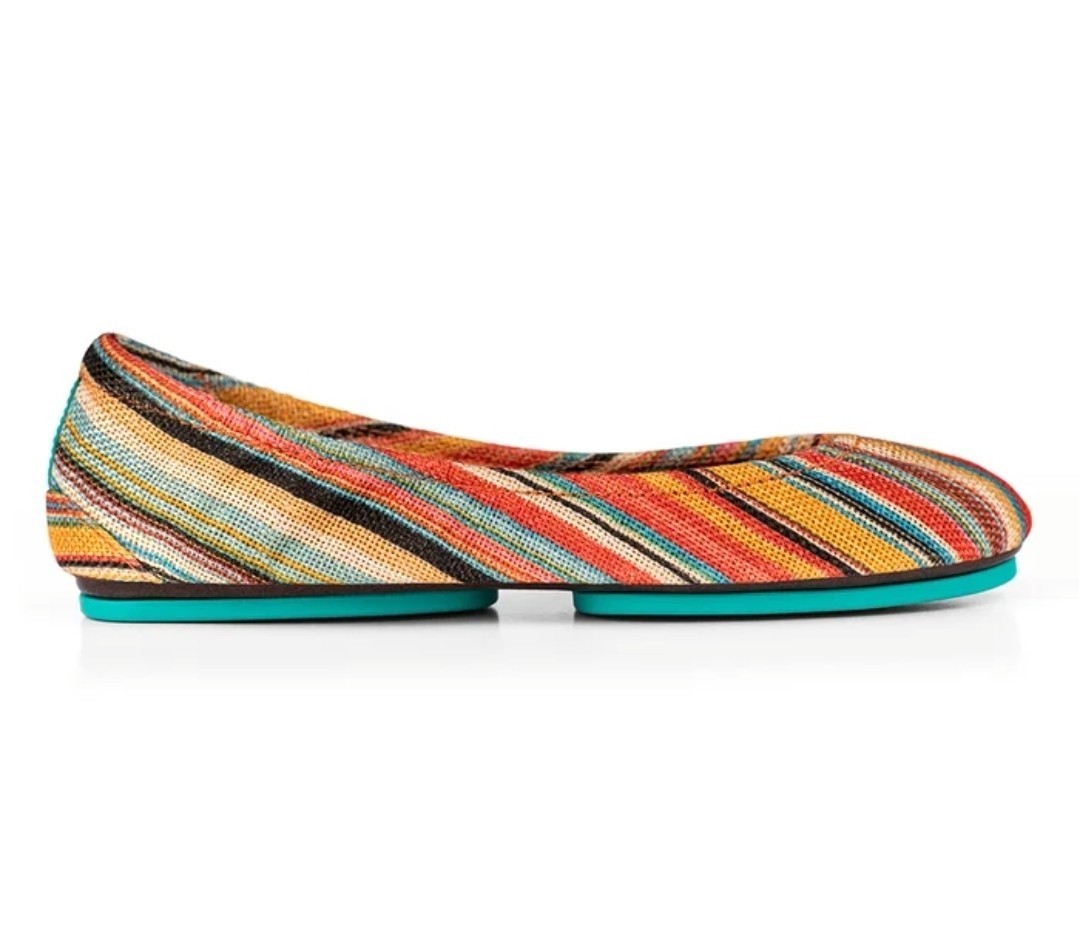 Tieks Sz 8 Vegan Ballet Flats Striped Sunset Multicolor Slip On Shoes Women’s