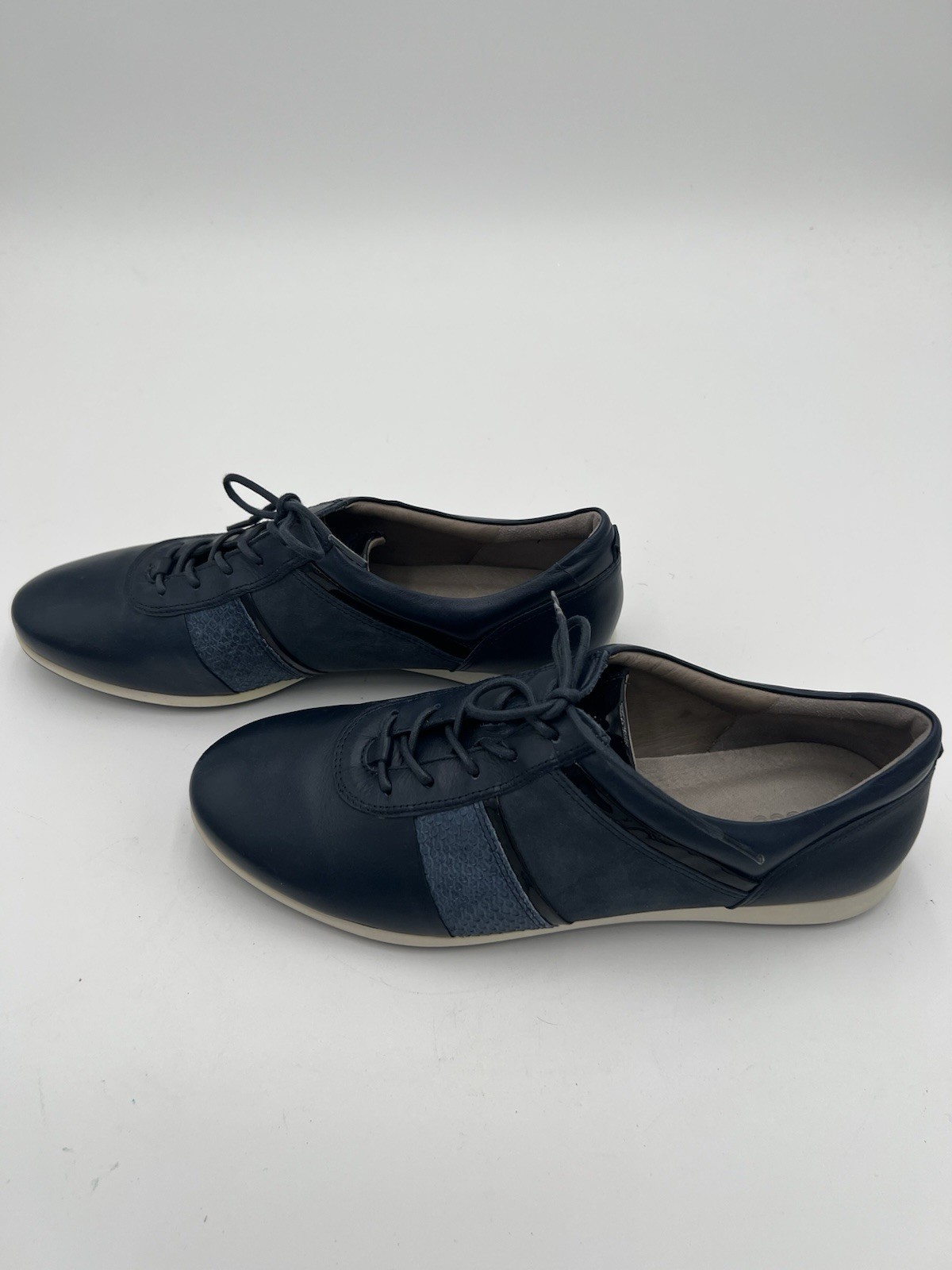 Ecco Touch Navy Leather Sneakers Women 40 US 9-9.5 Lace Up Comfort Walking Shoes
