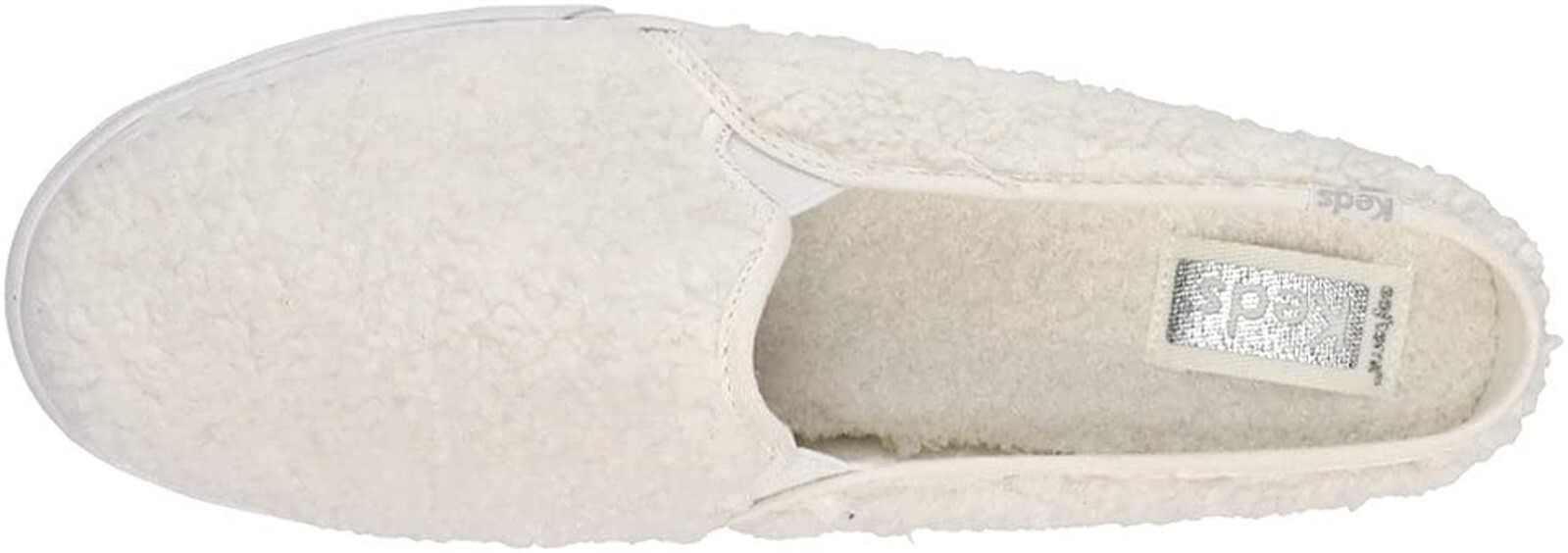 NWOB Keds Double Decker Mule White SlipOn Sneaker US 6/UK 3.5/EU 36 FauxShearlng