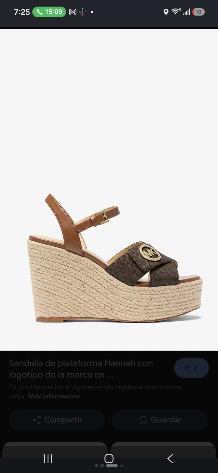 Michael Kors Brown/Beige MK Logo Platform Wedge Sandals Buckle Ankle Strap 10