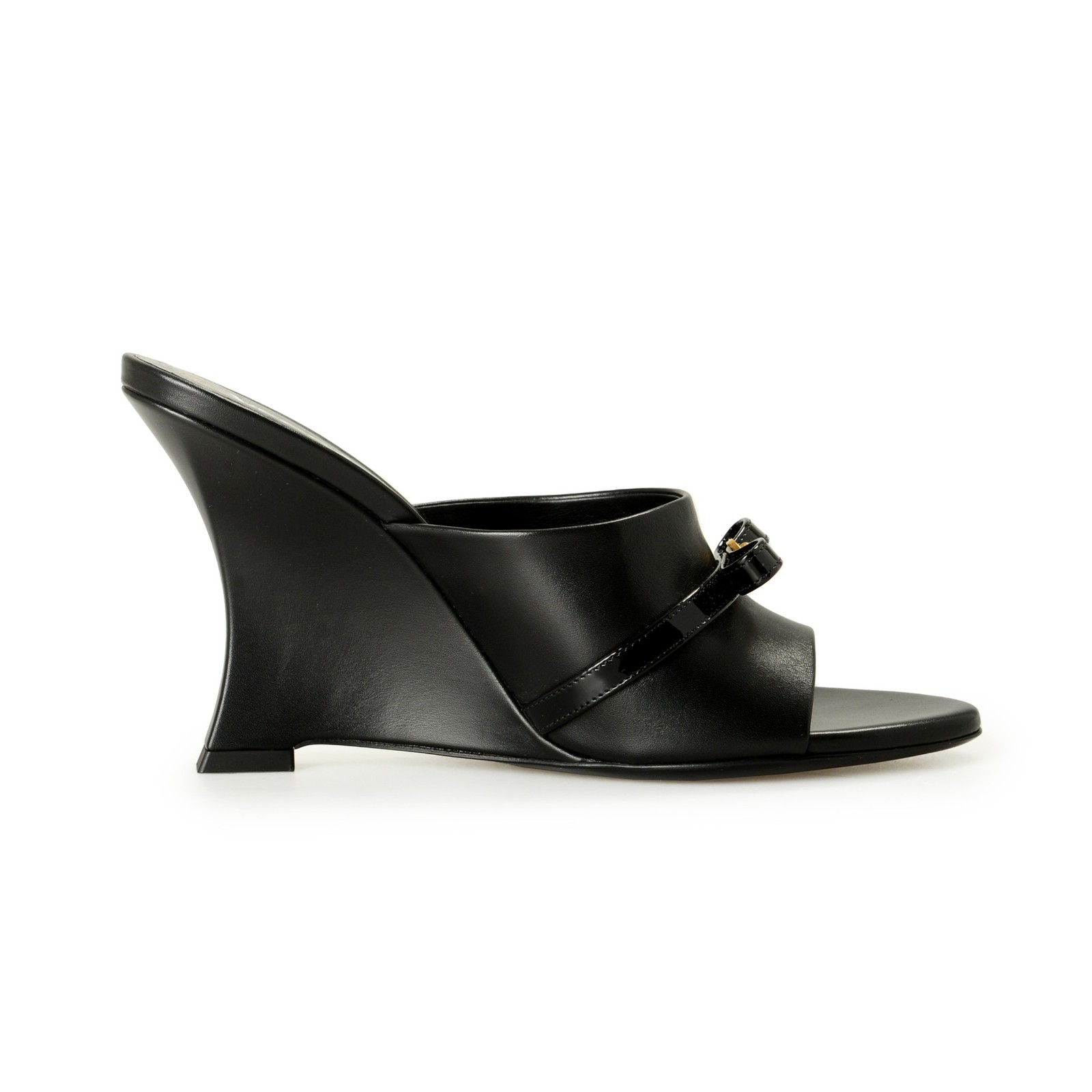 Versace Women’s Black Leather Gold Medusa Heeled Sandals Mules Shoes US 6 IT 36