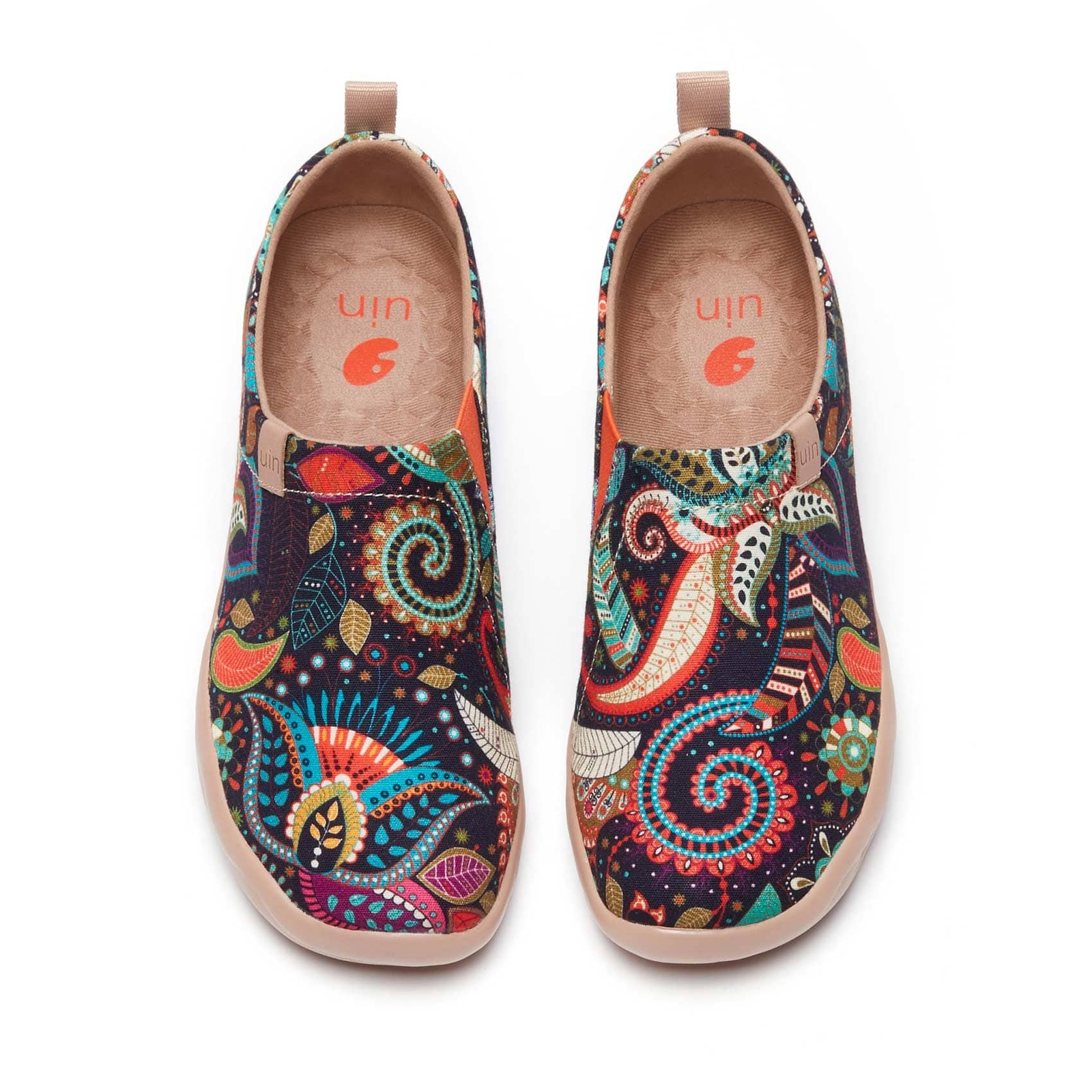 Women Size7-10.5 UIN Slip On Shoes Canvas Comfortable Loafers «Wonder Mandala»