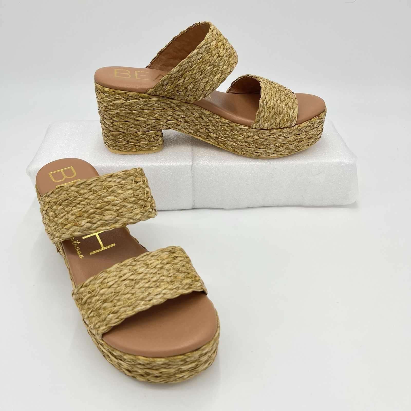 Beach By Matisse Sandals Ocean Ave Woman’s 9M Raffia Platform Sandals Block Heel