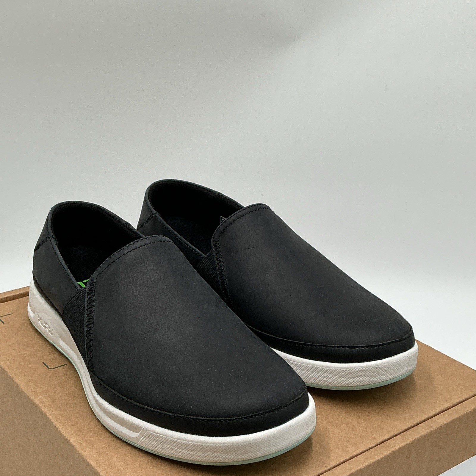 Kuru Roam Atla Sneaker Women US 6 Jet Black Leather Slip On Casual Shoes eBy2989