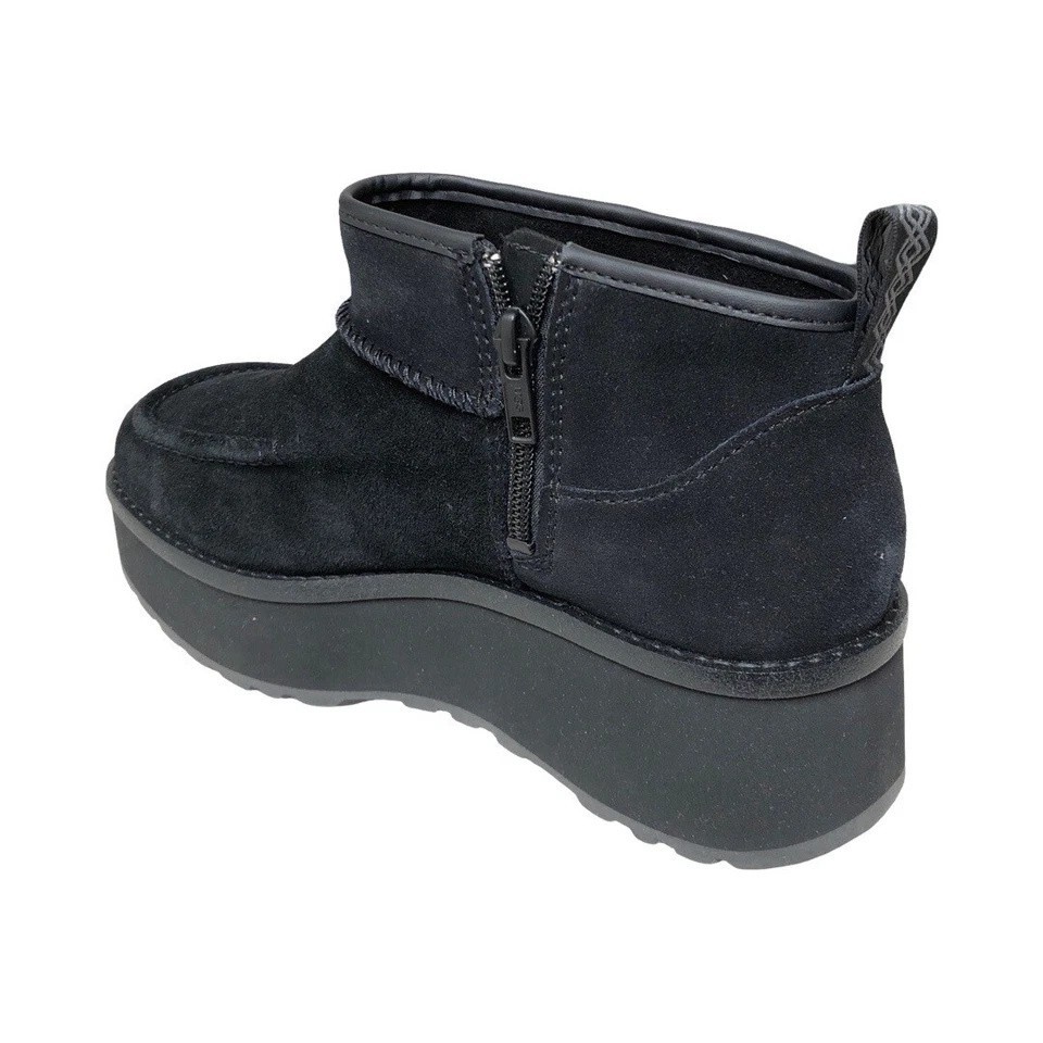 UGG Women’s Cityfunc Ultra Mini Black Leather Unlined Boots 1158193 Size 8