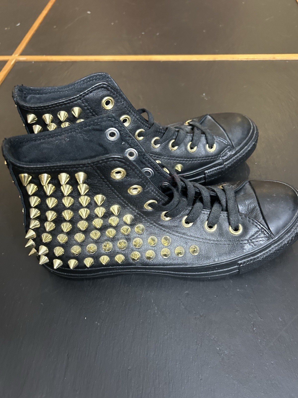 Converse Black with Gold Spikes Women’s Sneakers Size 7 NWOB
