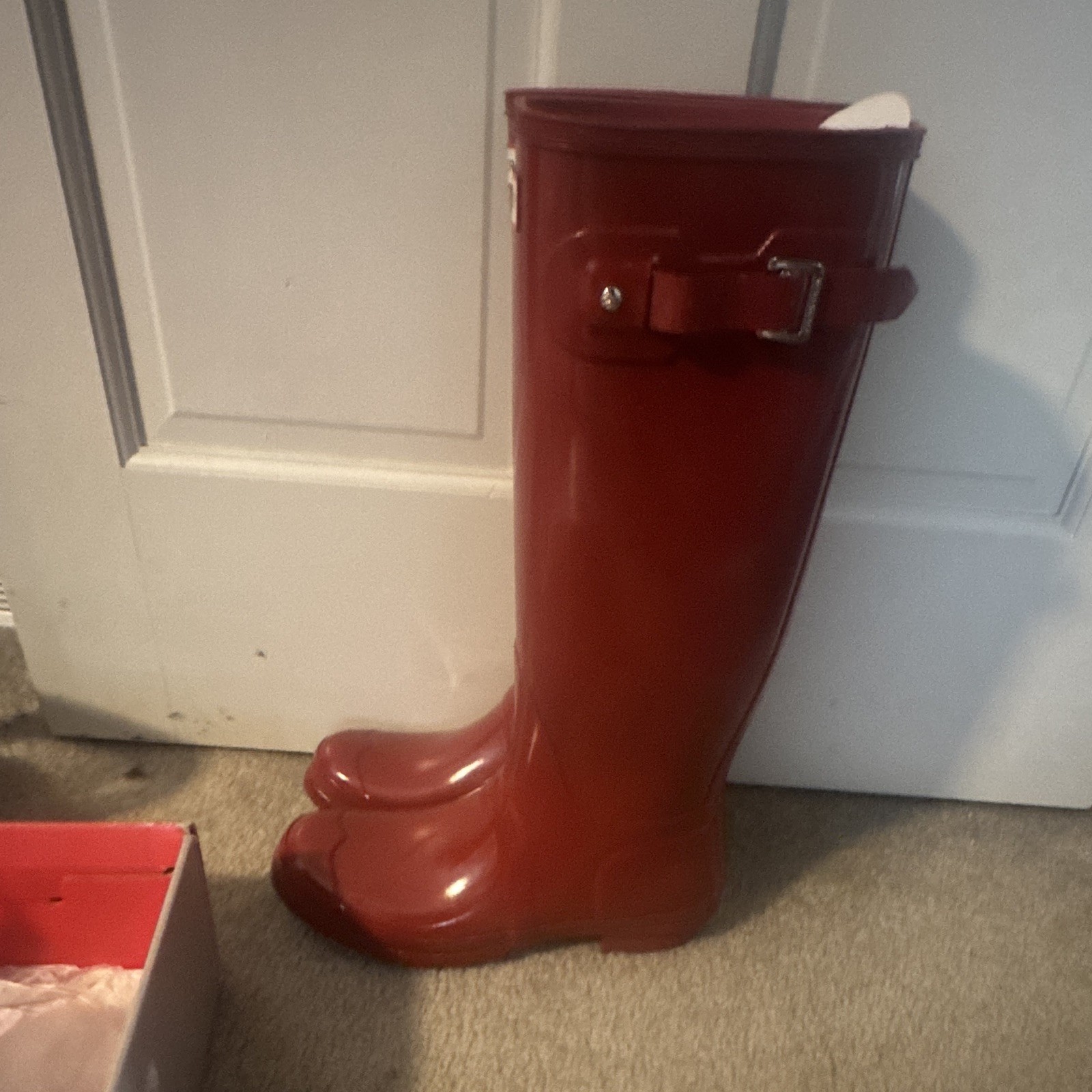 Hunter Original Tall Waterproof Rubber Rain Boots Red Women’s US 10 Buckle Logo