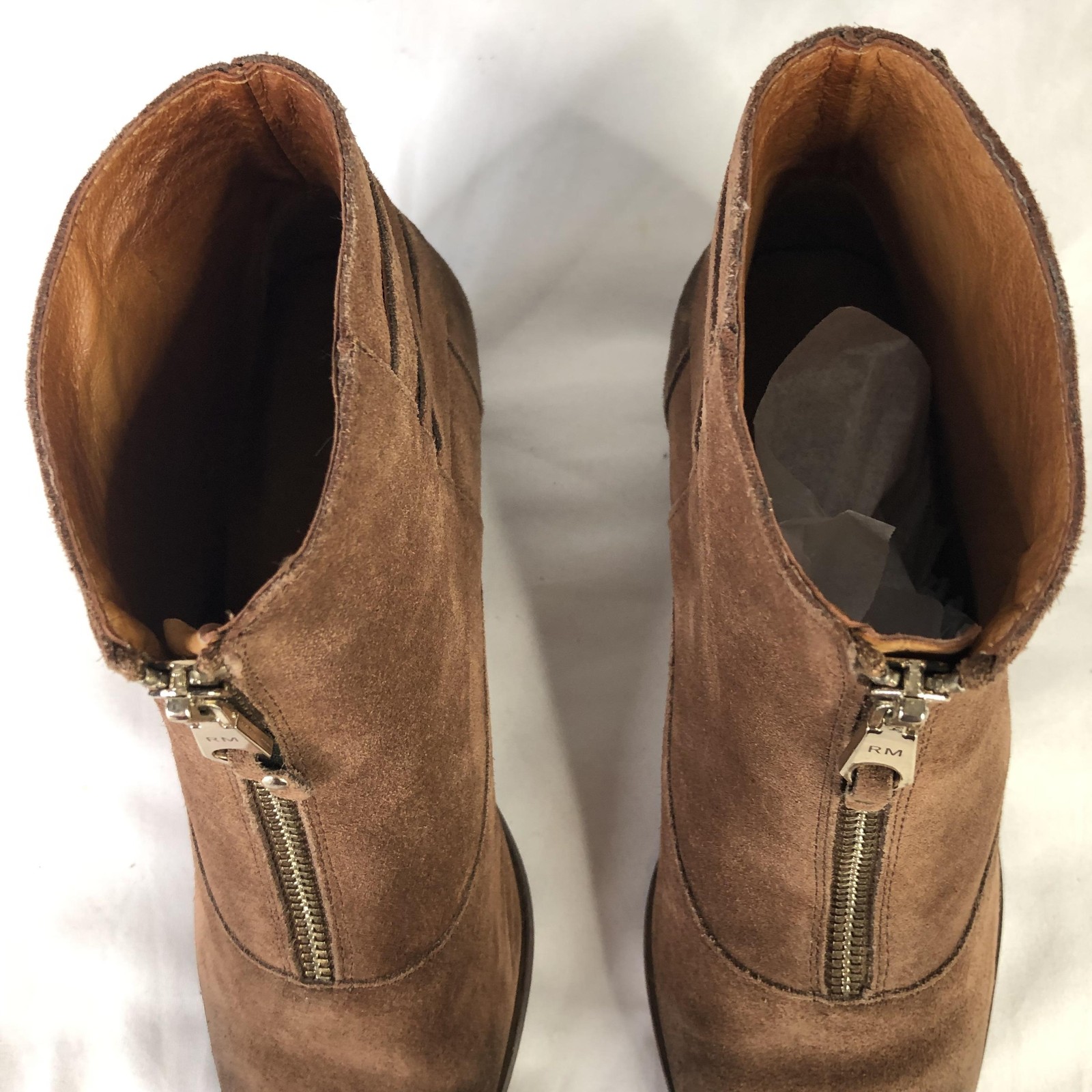 Rebecca Minkoff Boots Womens Size 6 Brown Suede Ankle Zip Buckle Heel Booties